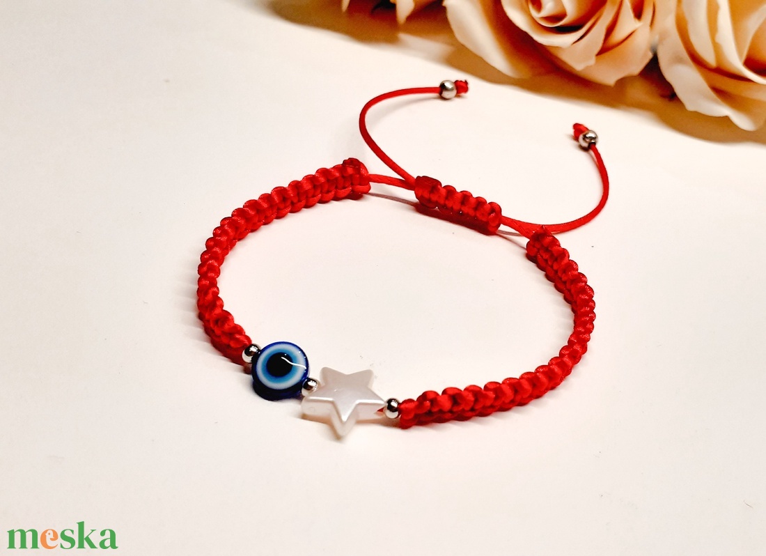 Védelmező Evil Eye állítható karkötő csillaggal - ékszer - karkötő - fonott karkötő - Meska.hu