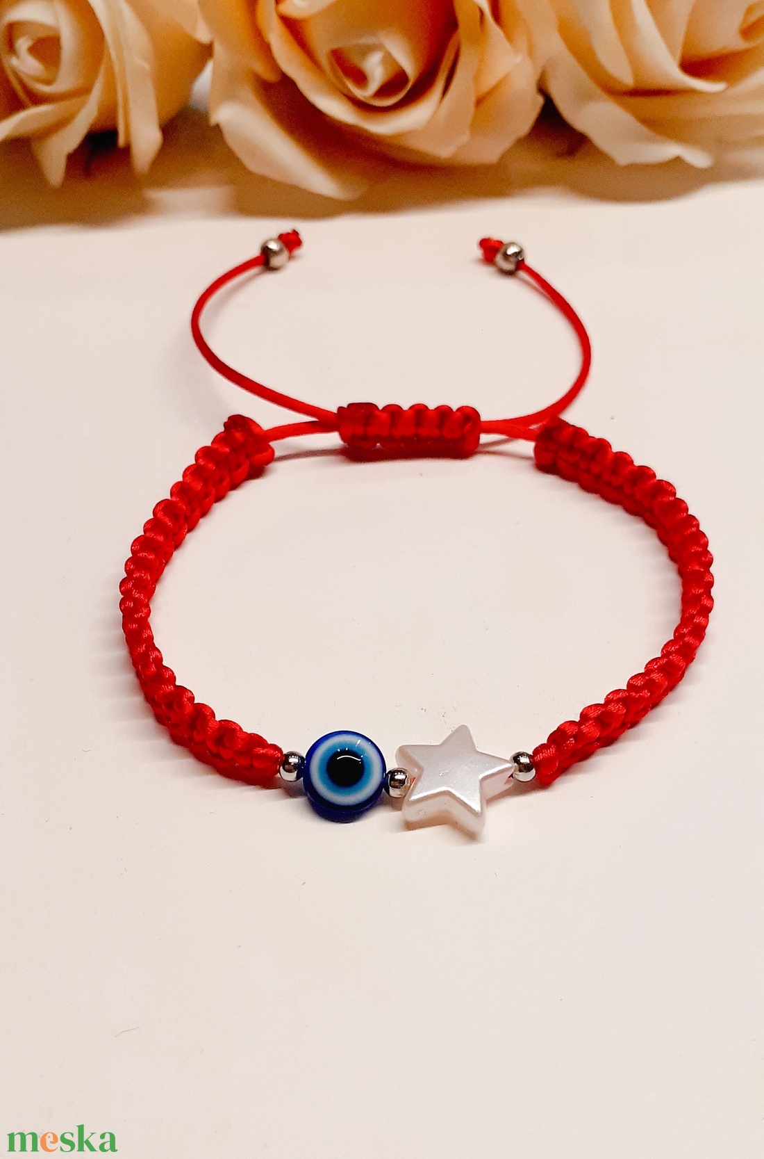 Védelmező Evil Eye állítható karkötő csillaggal - ékszer - karkötő - fonott karkötő - Meska.hu