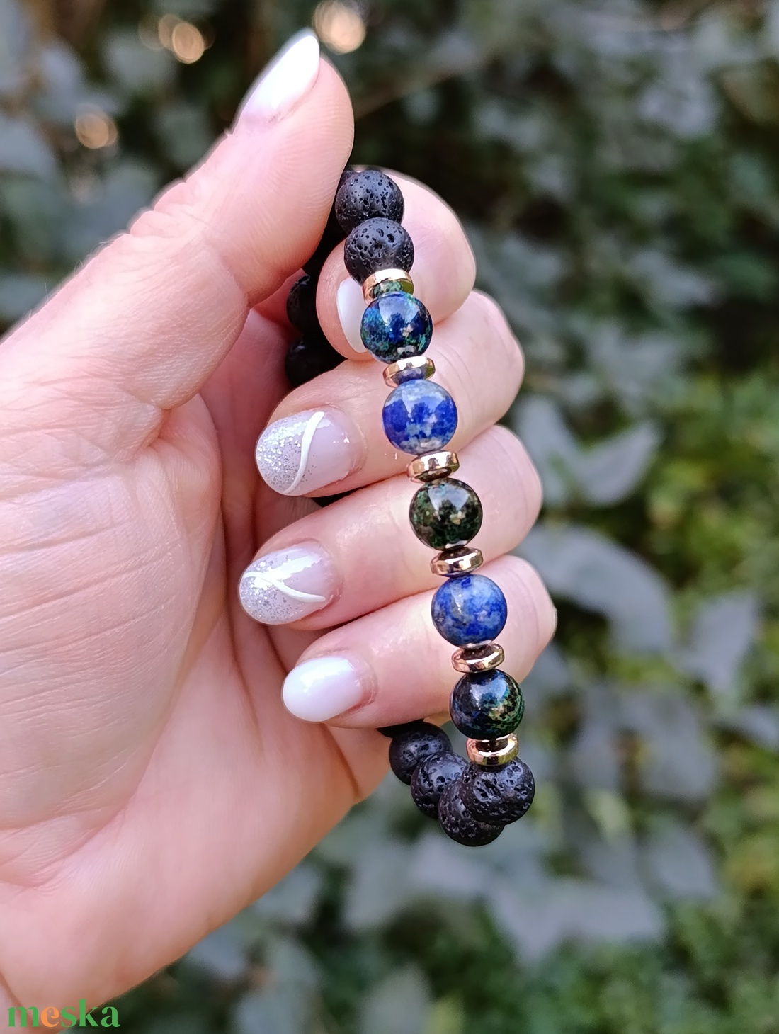 Azurit-malachit, lapis lazuli, hematit és lávakő női ásvány karkötő, aroma ékszer - ékszer - karkötő - ásványkarkötő - Meska.hu Azurit-malachit, lapis lazuli, hematit és lávakő női ásvány karkötő, aroma ékszer - ékszer - karkötő - ásványkarkötő - Meska.hu