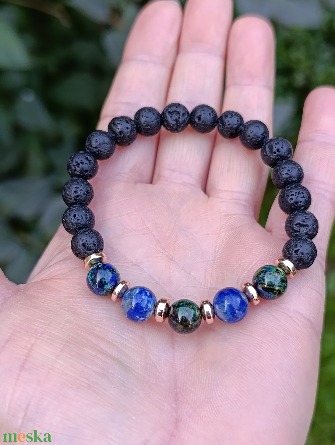 Azurit-malachit, lapis lazuli, hematit és lávakő női ásvány karkötő, aroma ékszer - ékszer - karkötő - ásványkarkötő - Meska.hu Azurit-malachit, lapis lazuli, hematit és lávakő női ásvány karkötő, aroma ékszer - ékszer - karkötő - ásványkarkötő - Meska.hu