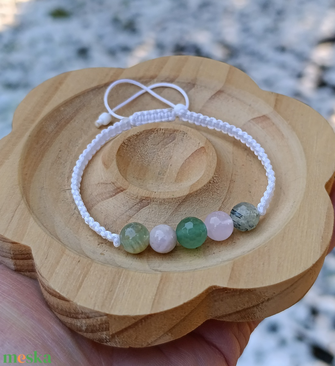 Calm - Harmónia - Szívgyógyítás - Lágyság csomózott ásványkarkötő - ékszer - karkötő - ásványkarkötő - Meska.hu