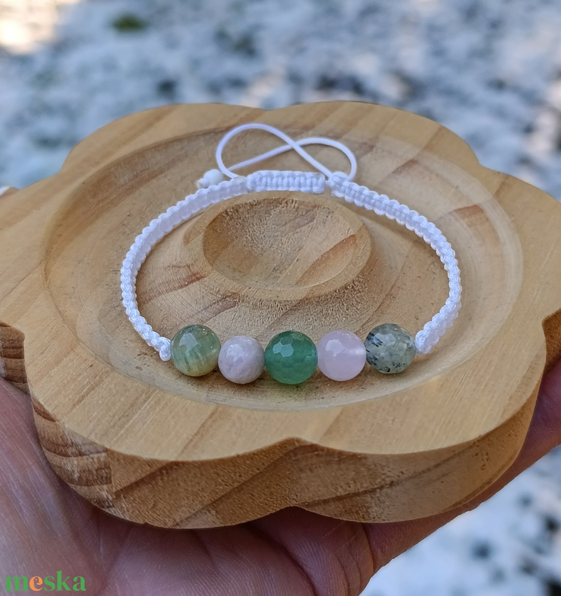 Calm - Harmónia - Szívgyógyítás - Lágyság csomózott ásványkarkötő - ékszer - karkötő - ásványkarkötő - Meska.hu