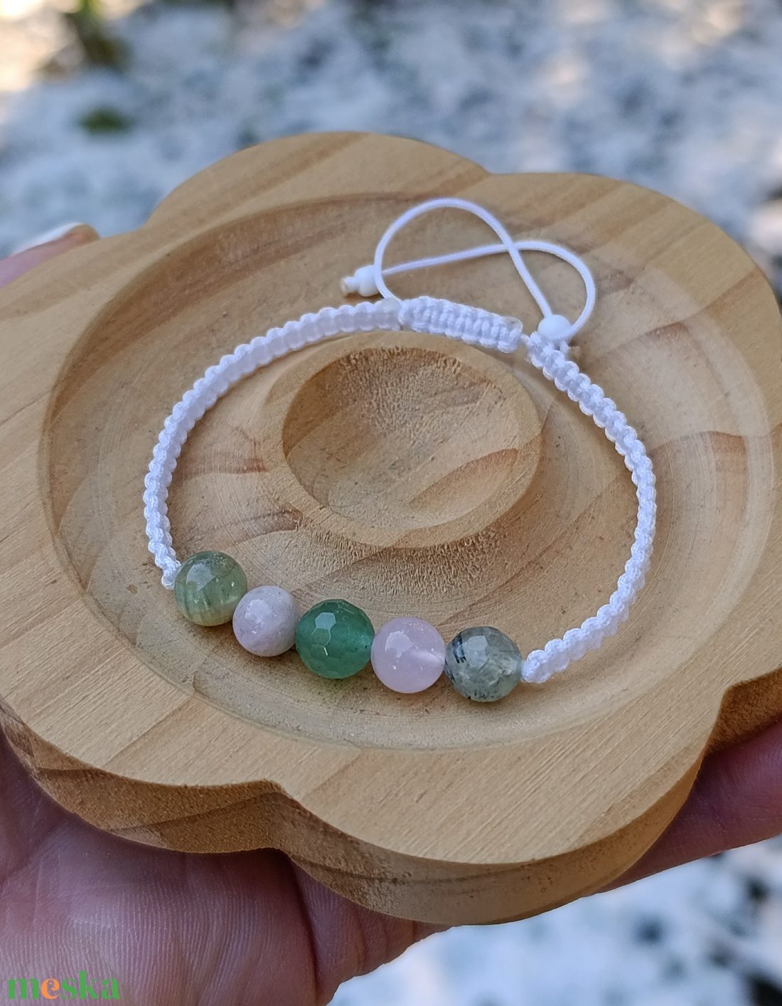 Calm - Harmónia - Szívgyógyítás - Lágyság csomózott ásványkarkötő - ékszer - karkötő - ásványkarkötő - Meska.hu