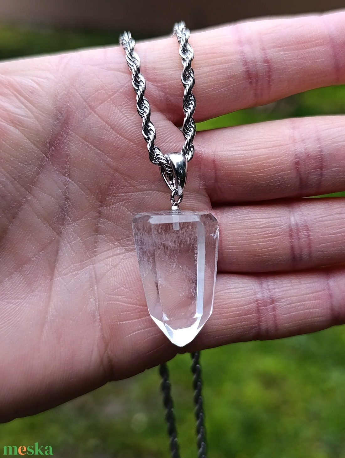 Hegyikristály csúcsmedál nemesacél láncon - otthon & életmód - dekoráció - spiritualitás - ásványok - Meska.hu