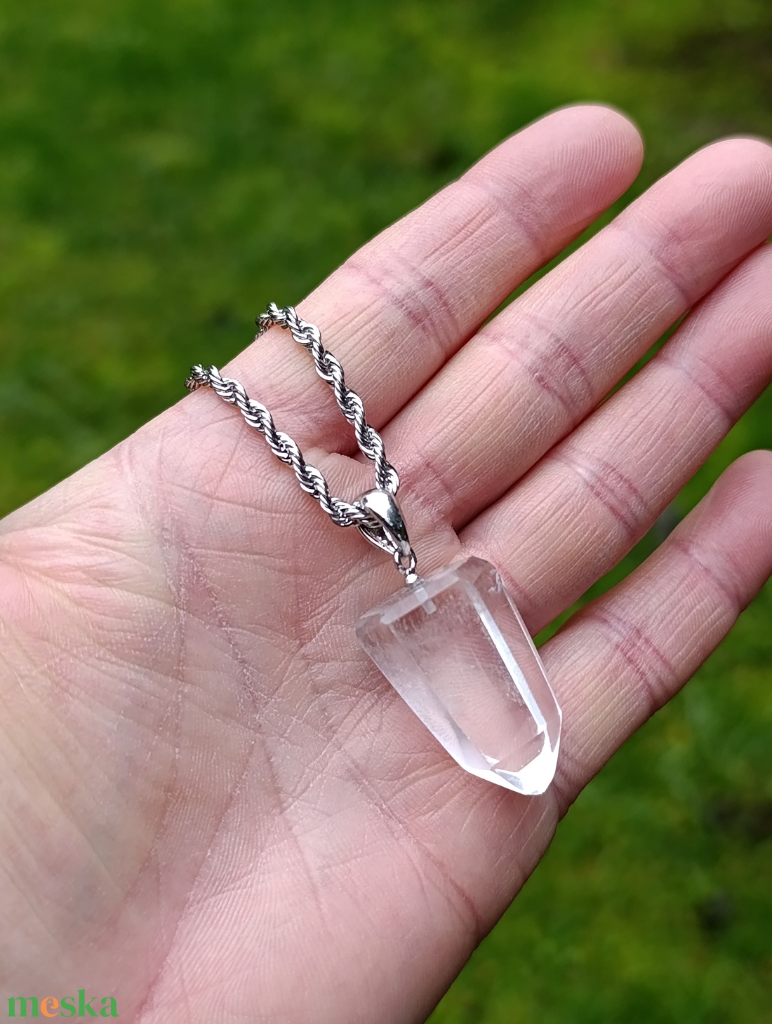 Hegyikristály csúcsmedál nemesacél láncon - otthon & életmód - dekoráció - spiritualitás - ásványok - Meska.hu