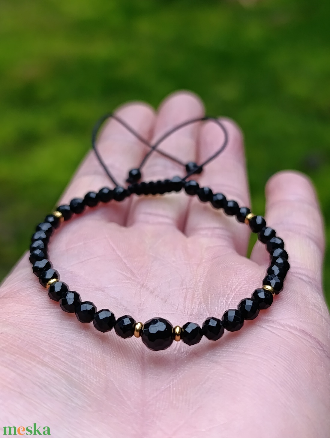 Védelmező fekete turmalin ásványkarkötő - ékszer - karkötő - ásványkarkötő - Meska.hu