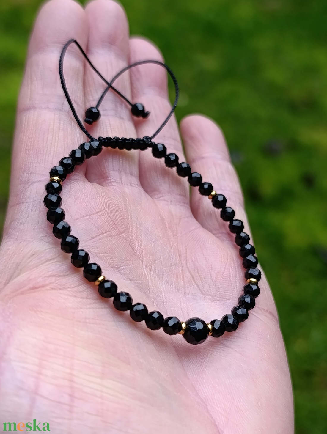 Védelmező fekete turmalin ásványkarkötő - ékszer - karkötő - ásványkarkötő - Meska.hu