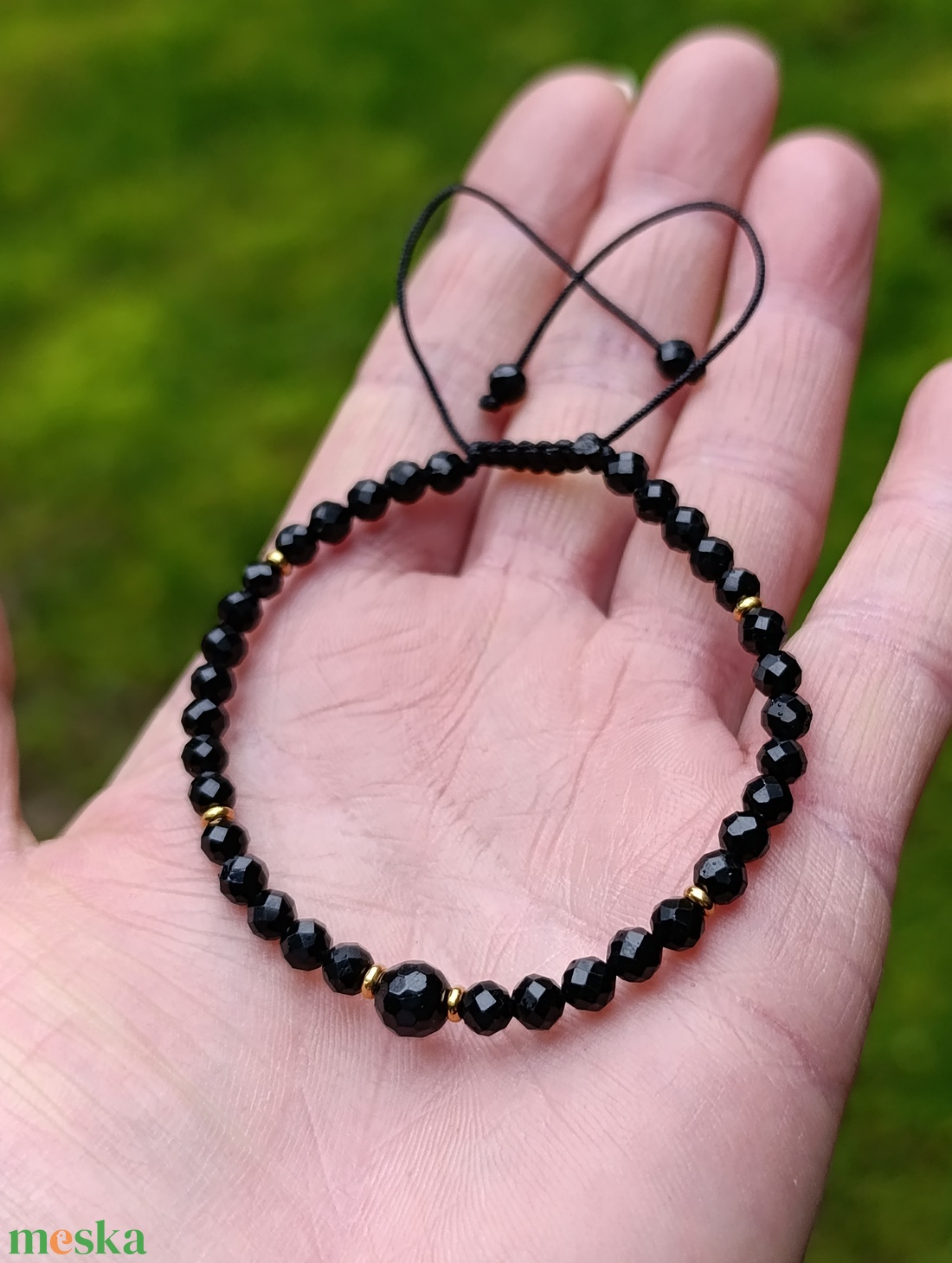 Védelmező fekete turmalin ásványkarkötő - ékszer - karkötő - ásványkarkötő - Meska.hu