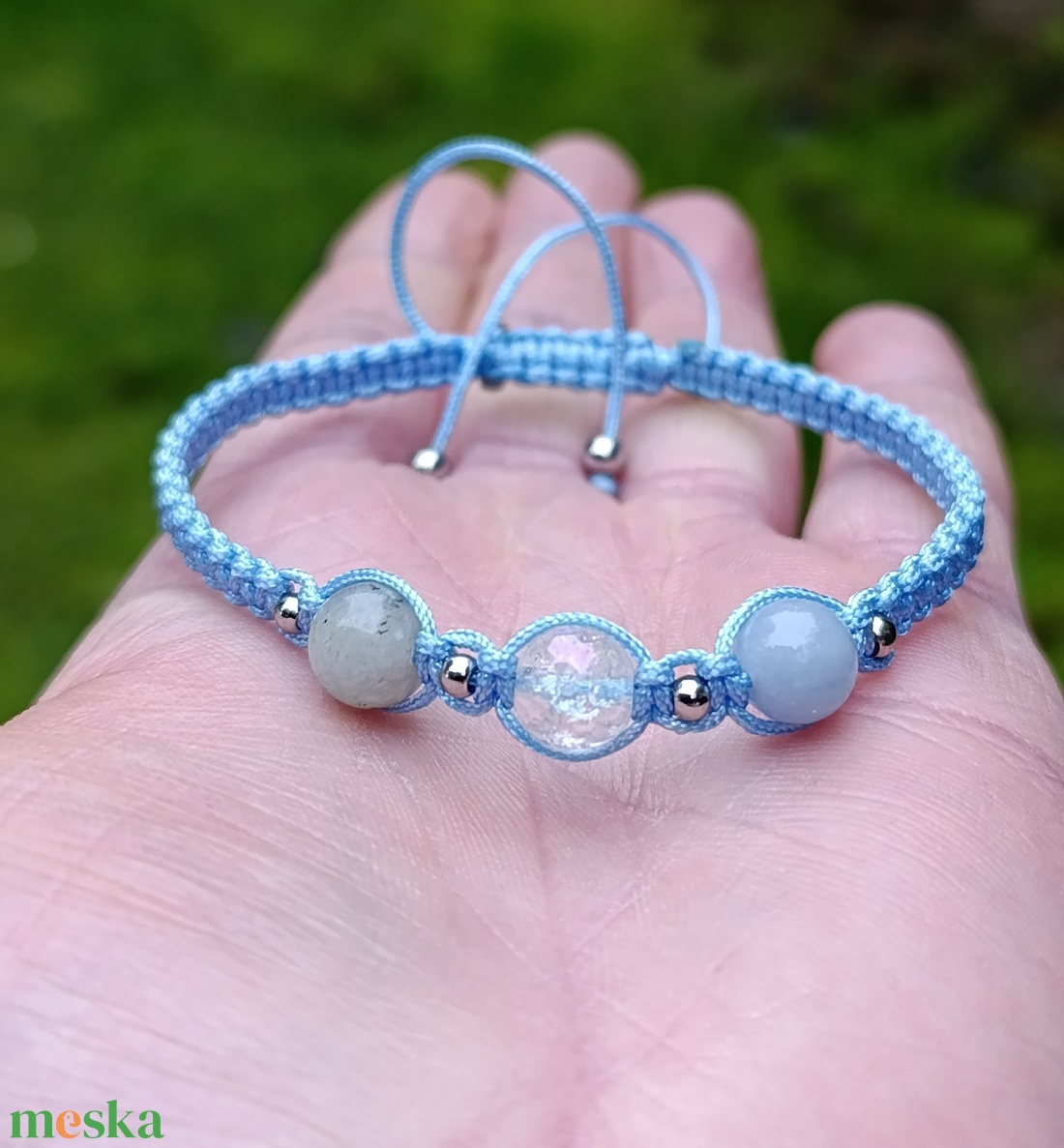 Belső nyugalom, intuíció és angyali védelem � csomózott ásványkarkötő - ékszer - karkötő - ásványkarkötő - Meska.hu