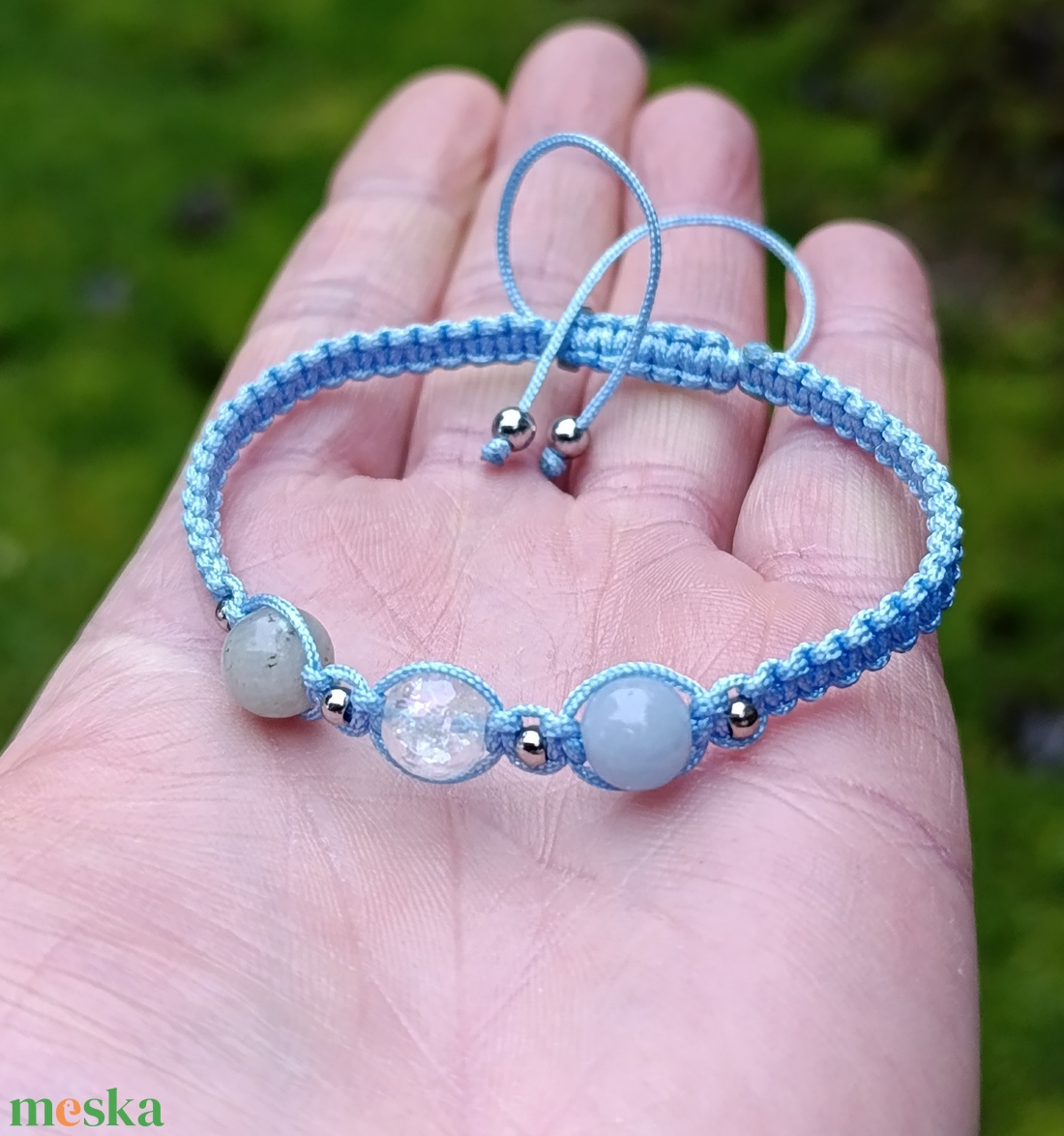 Belső nyugalom, intuíció és angyali védelem � csomózott ásványkarkötő - ékszer - karkötő - ásványkarkötő - Meska.hu