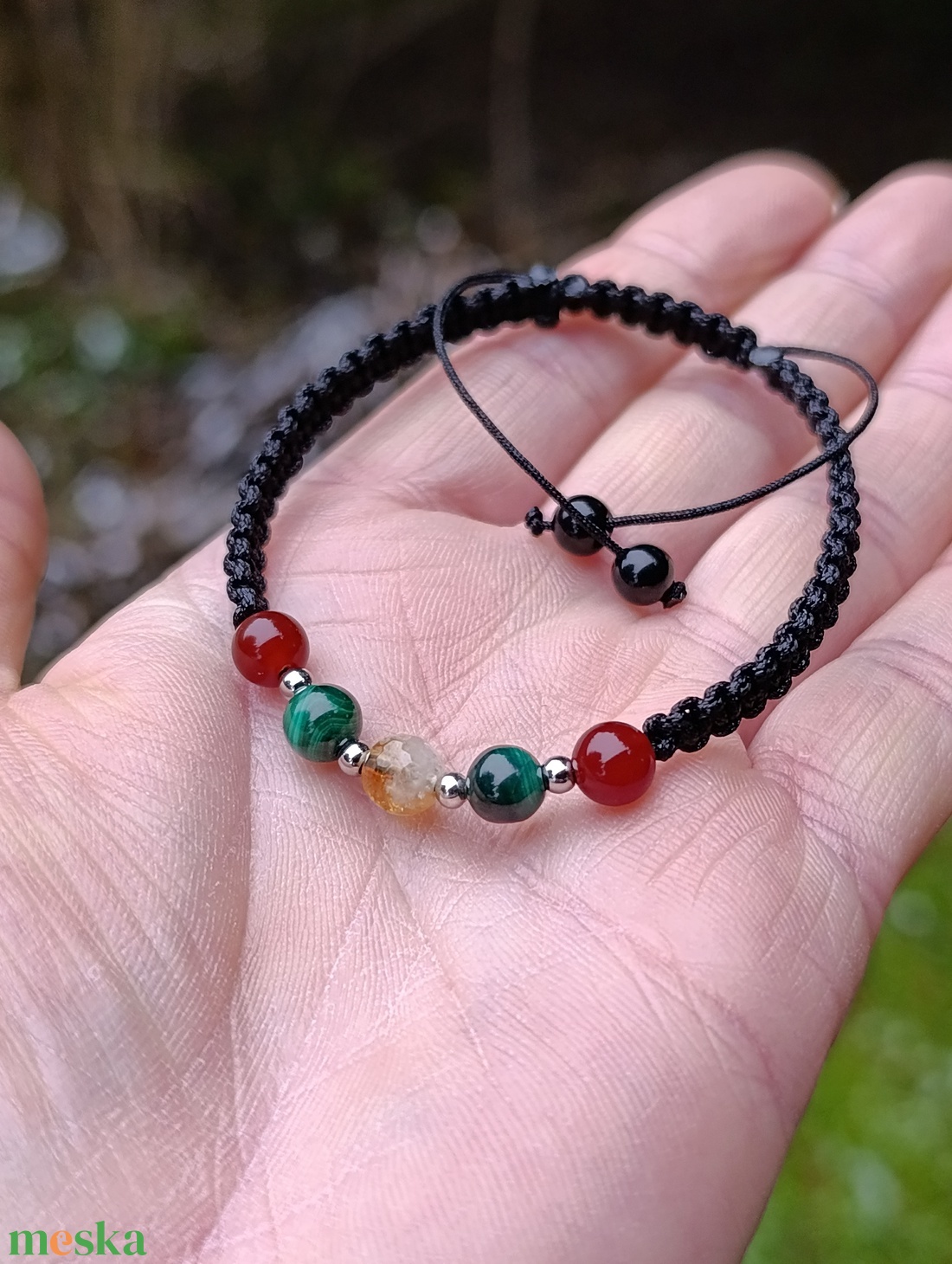 Bőség-Teremtés-Belső erő malachittal, citrinnel és karneollal  - ékszer - karkötő - ásványkarkötő - Meska.hu