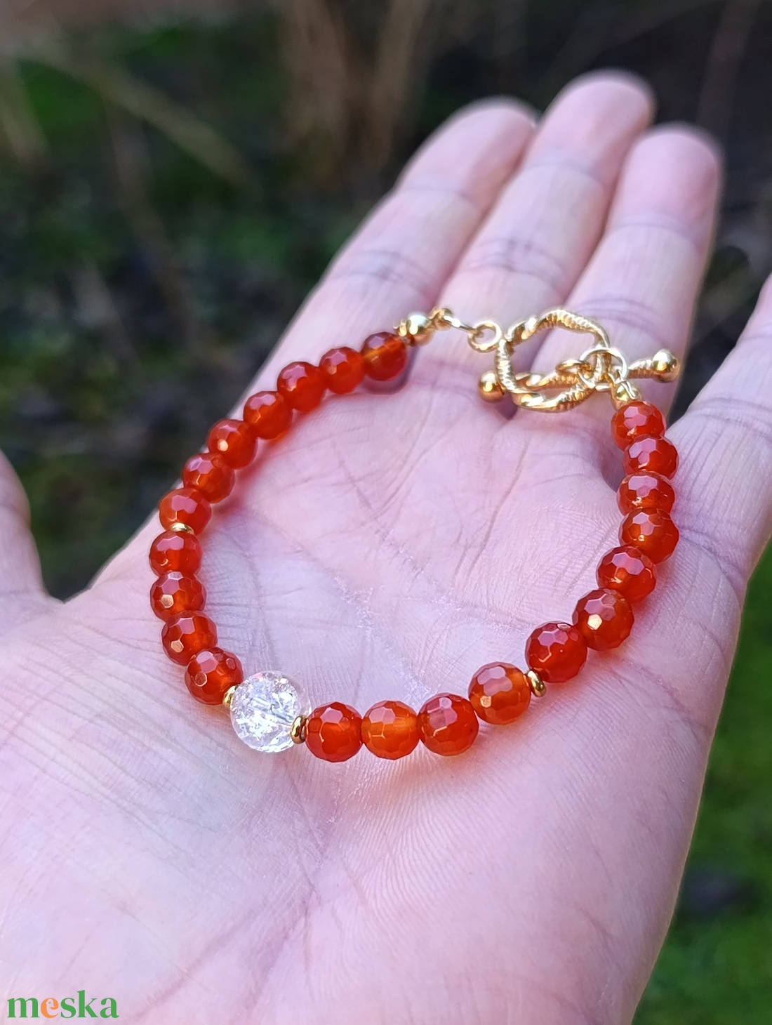Bőség és teremtő energia karneollal és hegyikristállyal - ékszer - karkötő - ásványkarkötő - Meska.hu