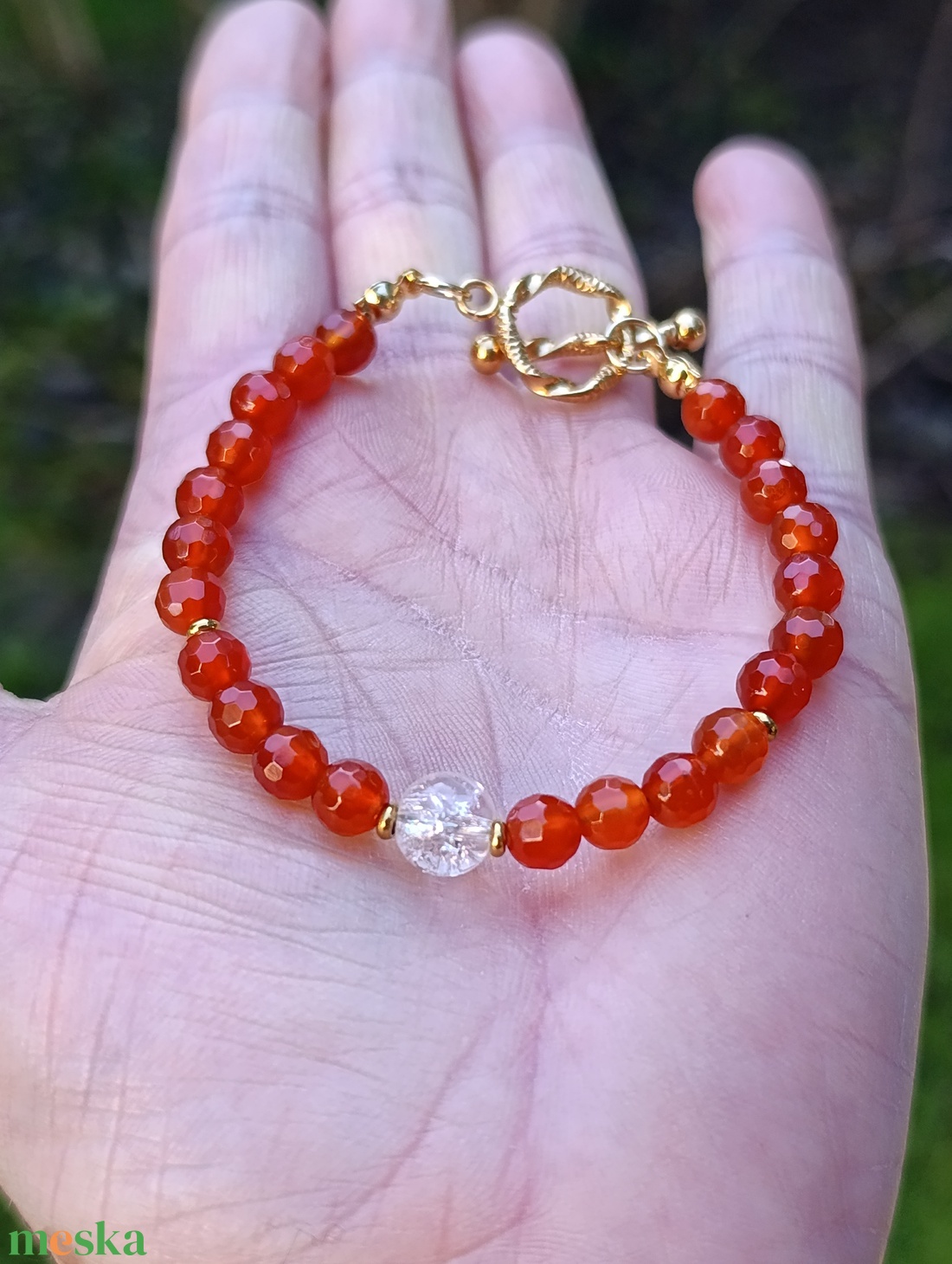 Bőség és teremtő energia karneollal és hegyikristállyal - ékszer - karkötő - ásványkarkötő - Meska.hu