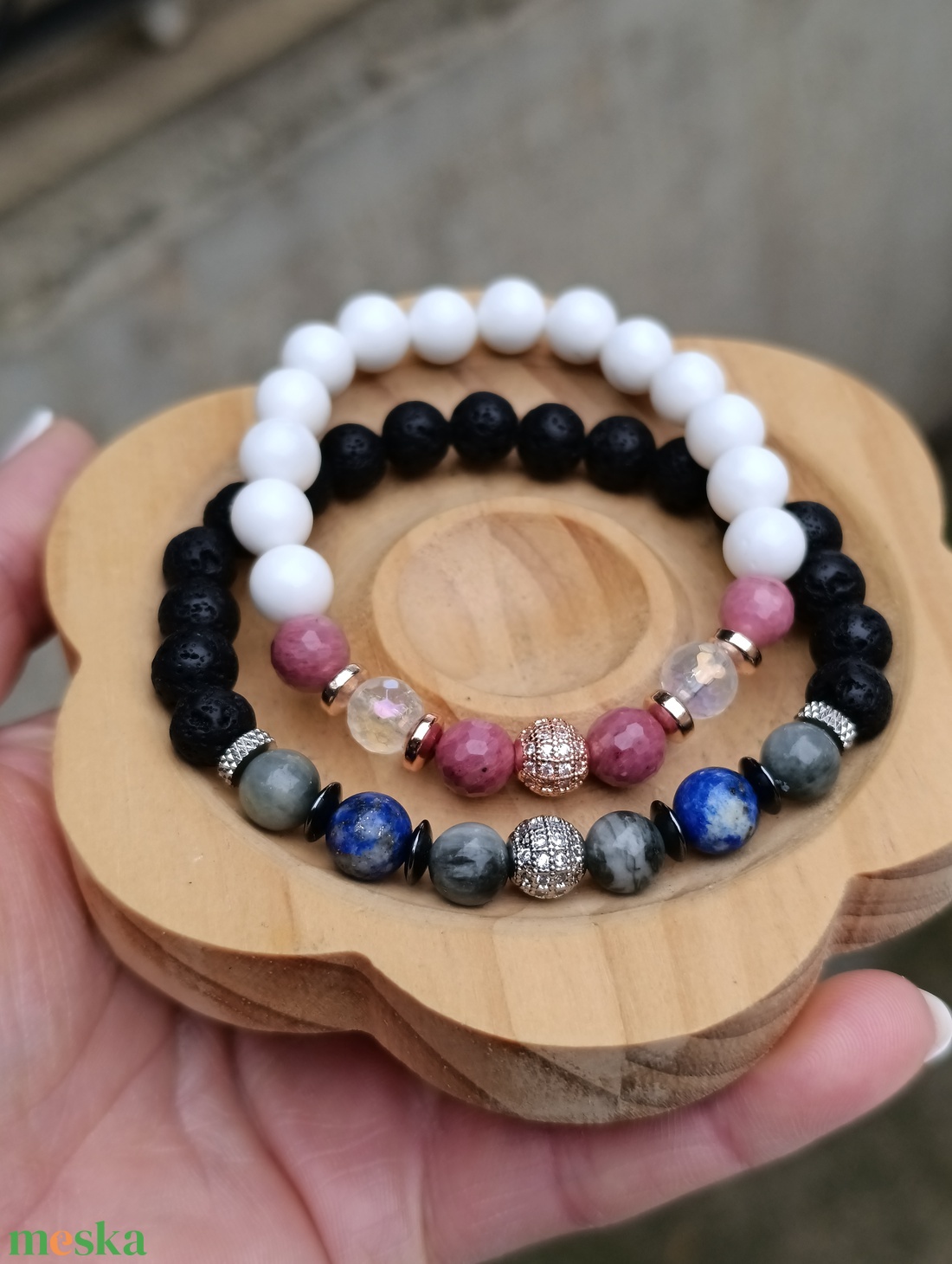 Valentin napi páros karkötő - ékszer - karkötő - ásványkarkötő - Meska.hu