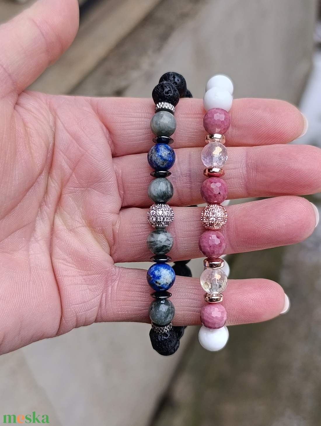 Valentin napi páros karkötő - ékszer - karkötő - ásványkarkötő - Meska.hu