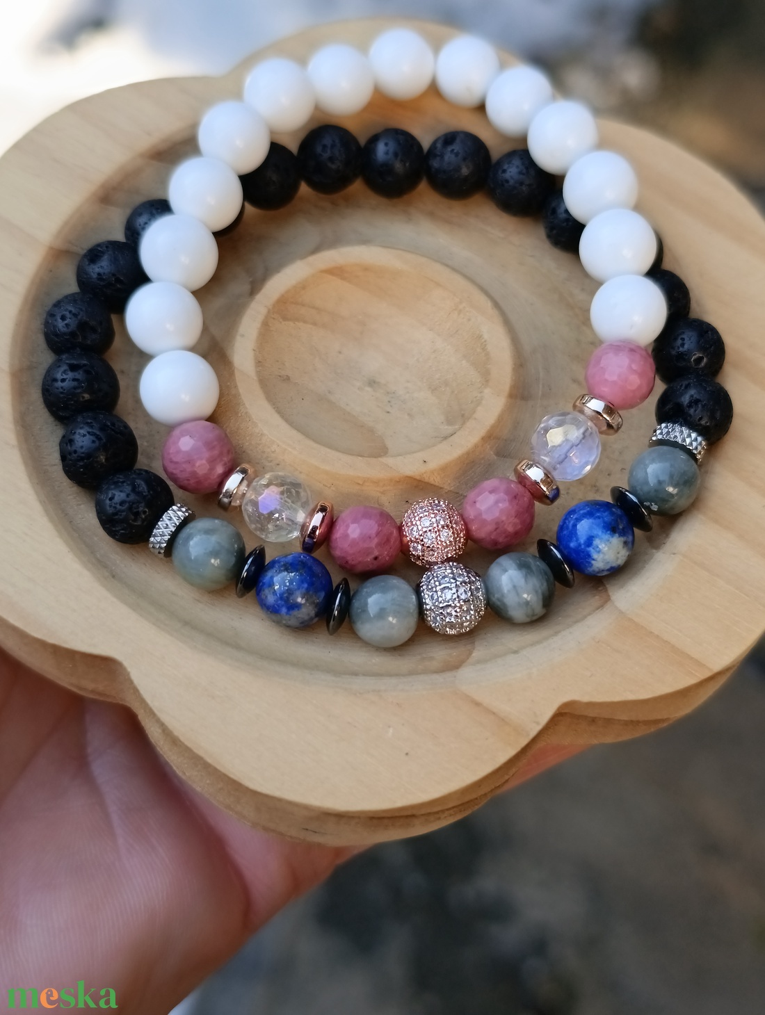 Valentin napi páros karkötő - ékszer - karkötő - ásványkarkötő - Meska.hu