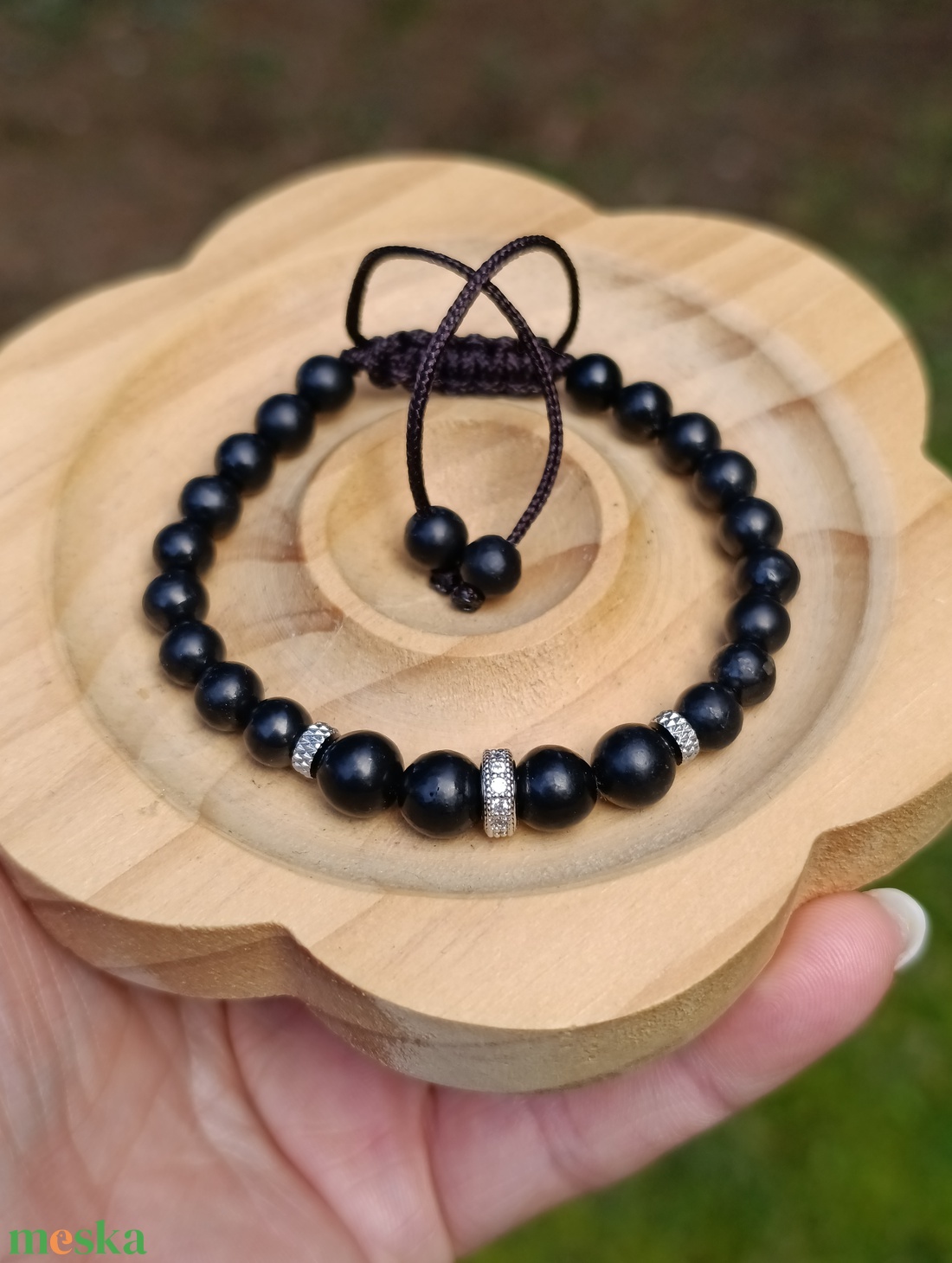Shungit állítható női védelmező karkötő - ékszer - karkötő - ásványkarkötő - Meska.hu