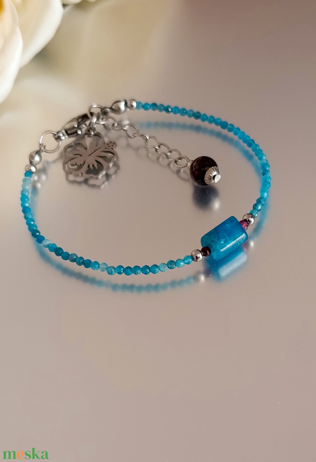 Apatit es gránát ásványkarkötő a kitartásért, tiszta irányért és belső erőért - ékszer - karkötő - ásványkarkötő - Meska.hu