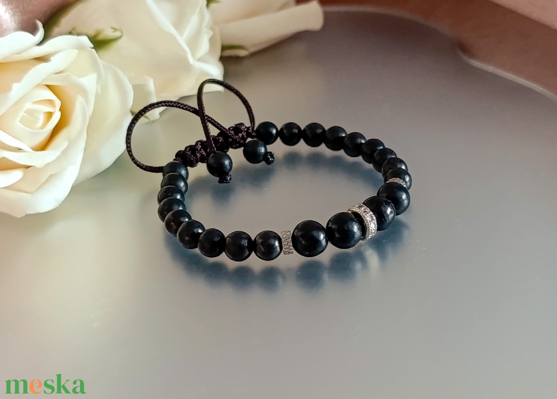 Shungit állítható női védelmező karkötő - ékszer - karkötő - ásványkarkötő - Meska.hu