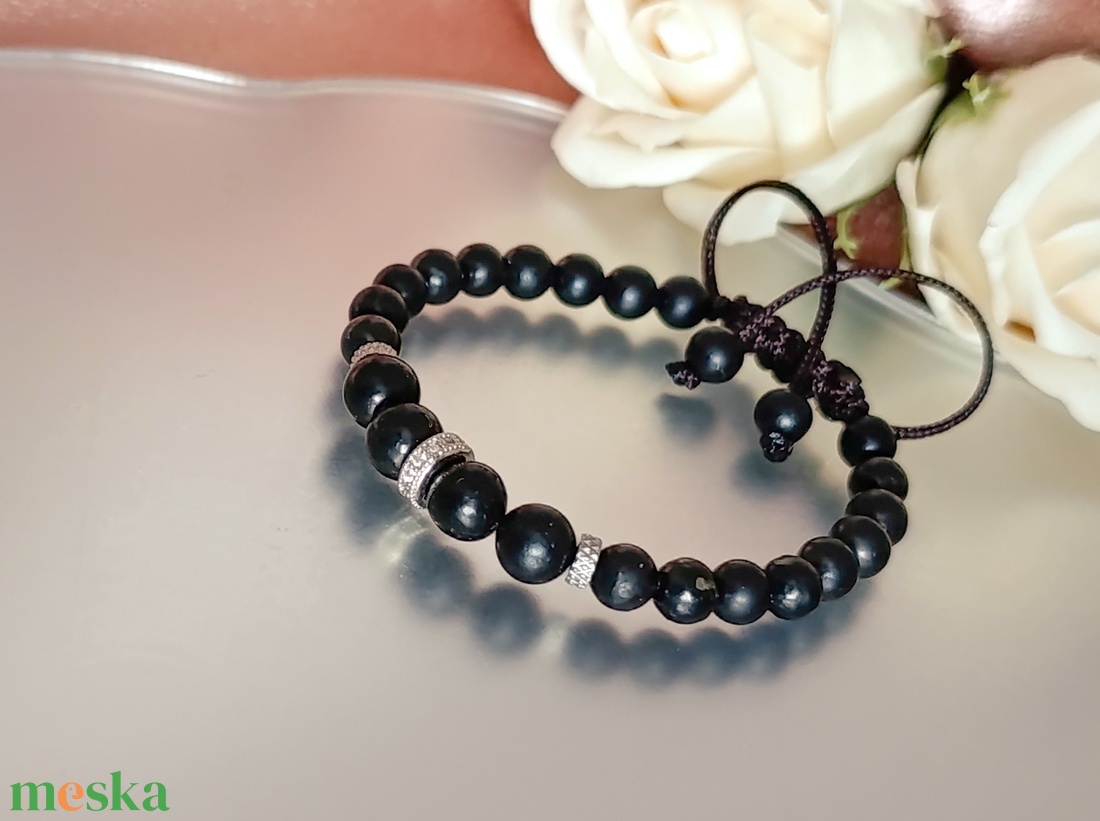Shungit állítható női védelmező karkötő - ékszer - karkötő - ásványkarkötő - Meska.hu