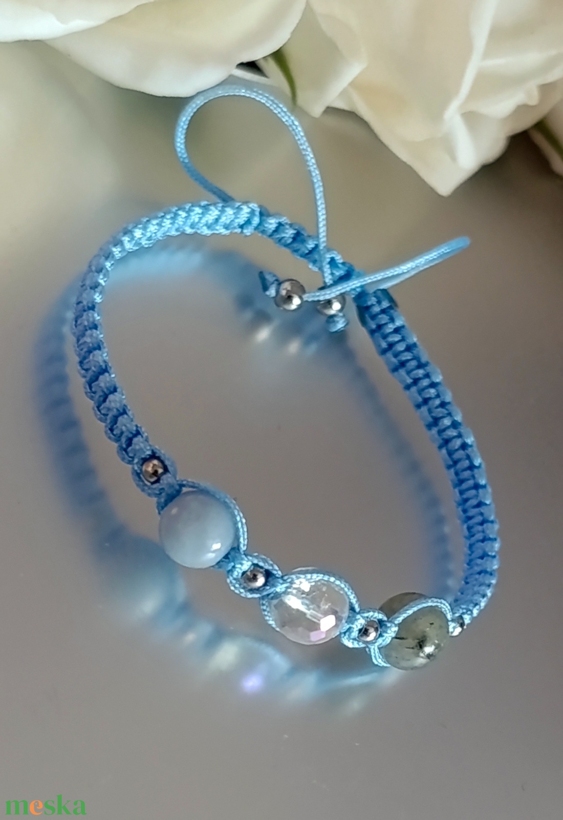 Belső nyugalom, intuíció és angyali védelem � csomózott ásványkarkötő - ékszer - karkötő - ásványkarkötő - Meska.hu