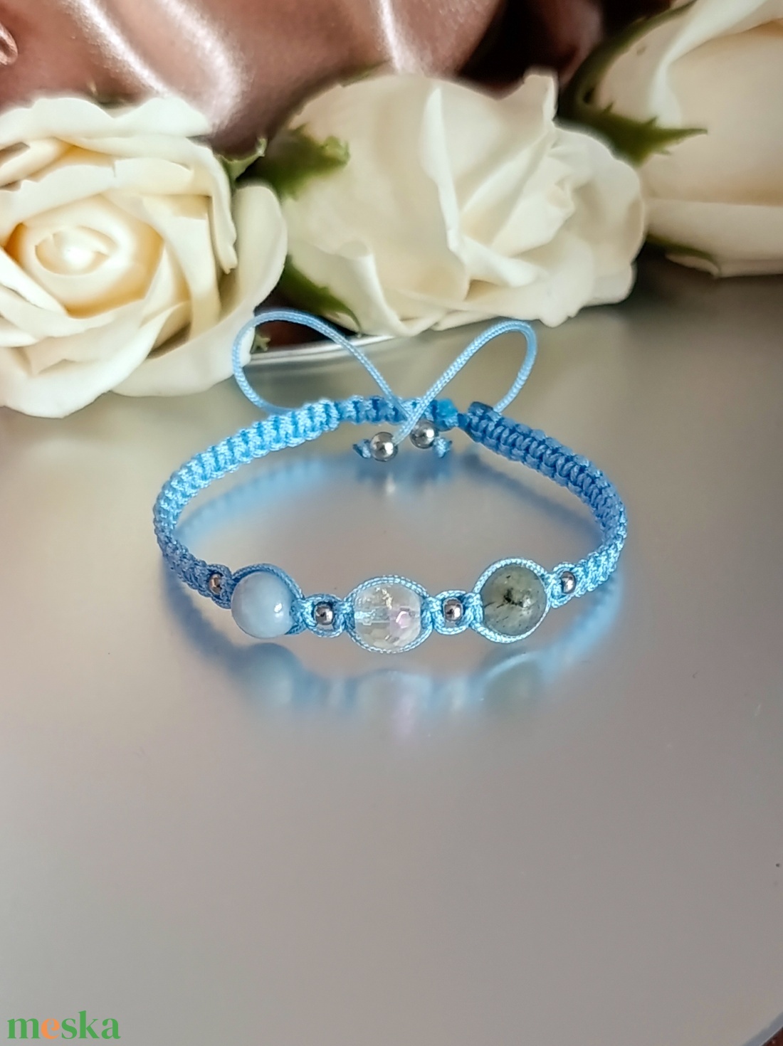 Belső nyugalom, intuíció és angyali védelem � csomózott ásványkarkötő - ékszer - karkötő - ásványkarkötő - Meska.hu