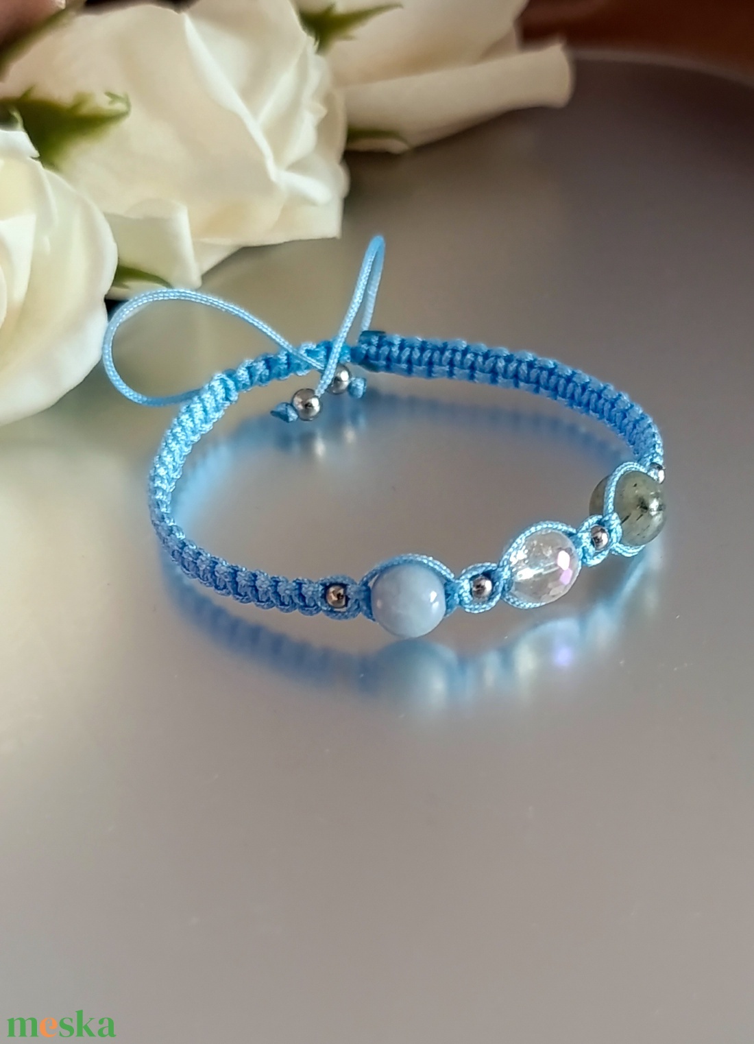 Belső nyugalom, intuíció és angyali védelem � csomózott ásványkarkötő - ékszer - karkötő - ásványkarkötő - Meska.hu