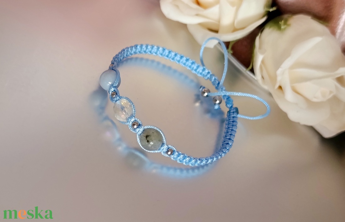 Belső nyugalom, intuíció és angyali védelem � csomózott ásványkarkötő - ékszer - karkötő - ásványkarkötő - Meska.hu