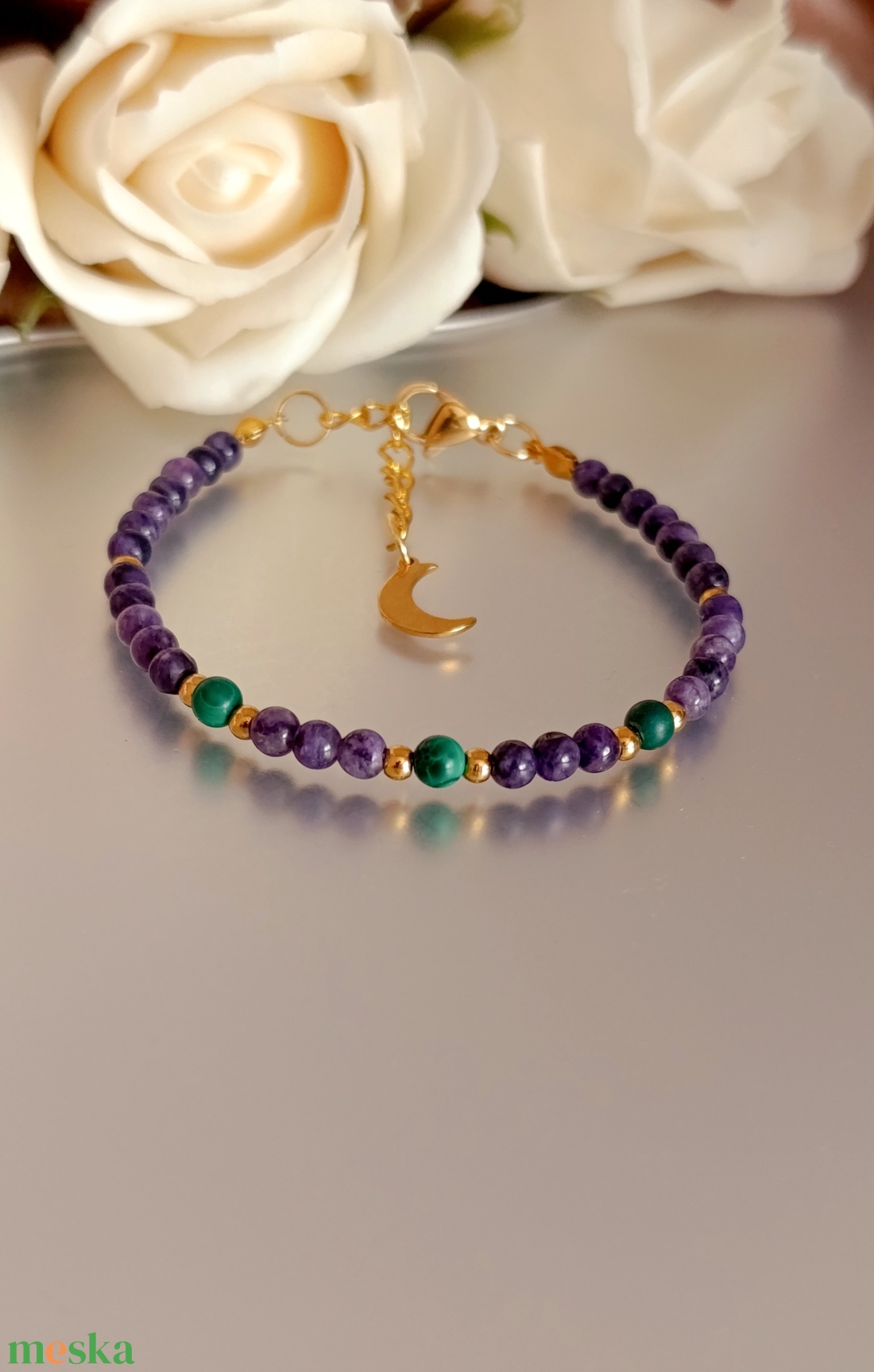 Átalakulás ásványkarkötő csaroittal és malachittal - ékszer - karkötő - ásványkarkötő - Meska.hu