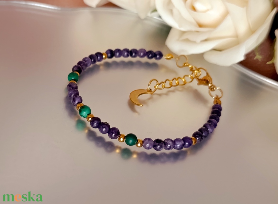 Átalakulás ásványkarkötő csaroittal és malachittal - ékszer - karkötő - ásványkarkötő - Meska.hu