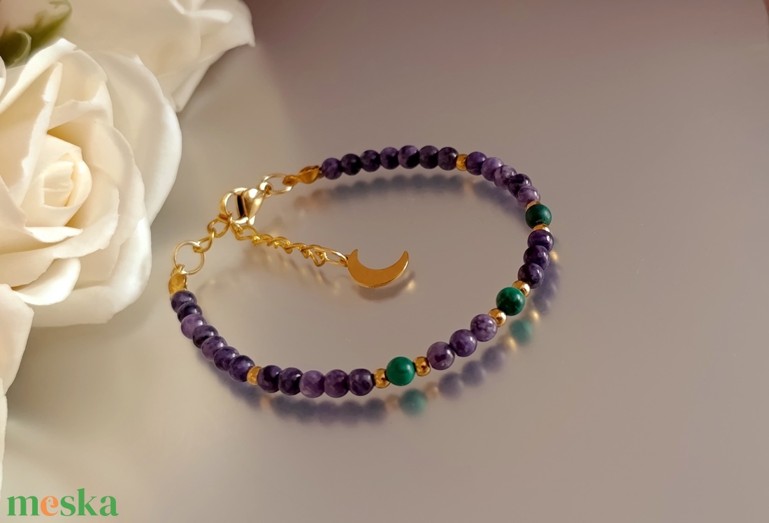 Átalakulás ásványkarkötő csaroittal és malachittal - ékszer - karkötő - ásványkarkötő - Meska.hu