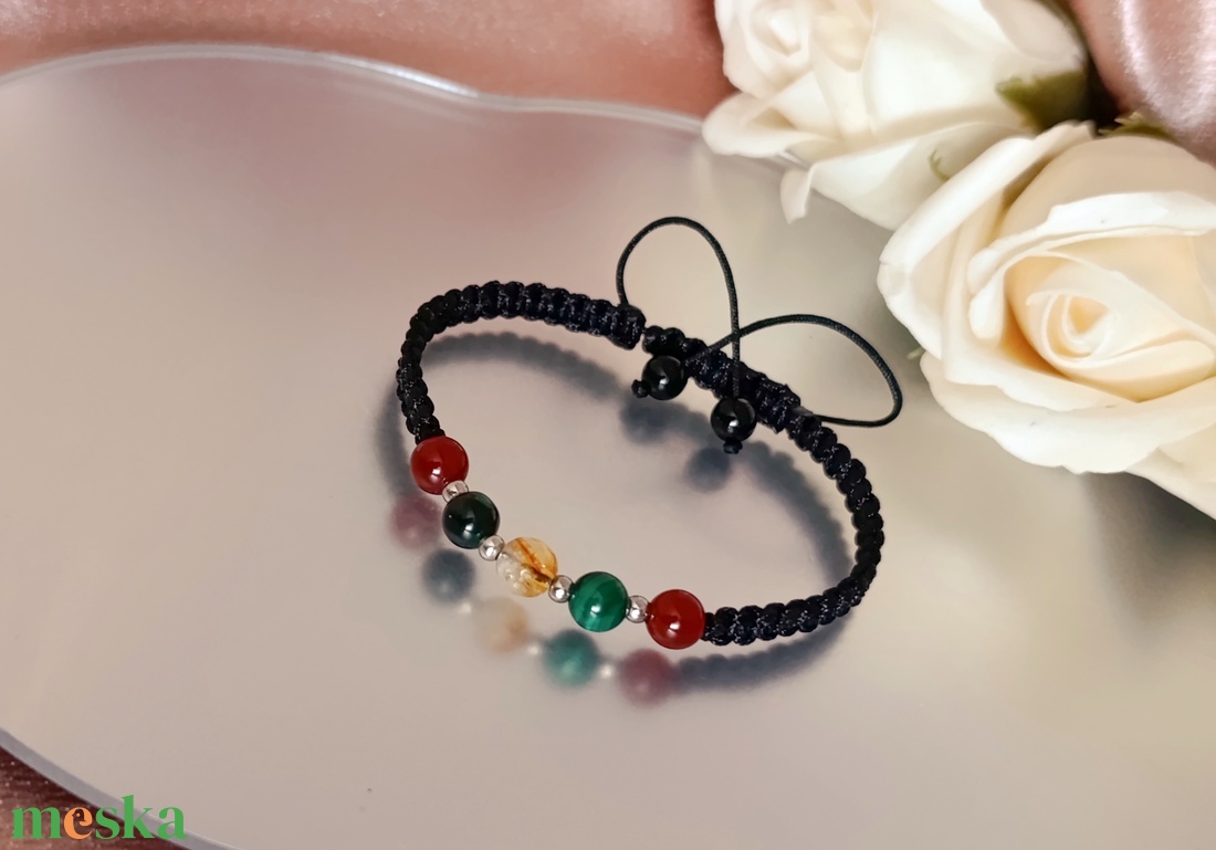 Bőség-Teremtés-Belső erő malachittal, citrinnel és karneollal  - ékszer - karkötő - ásványkarkötő - Meska.hu