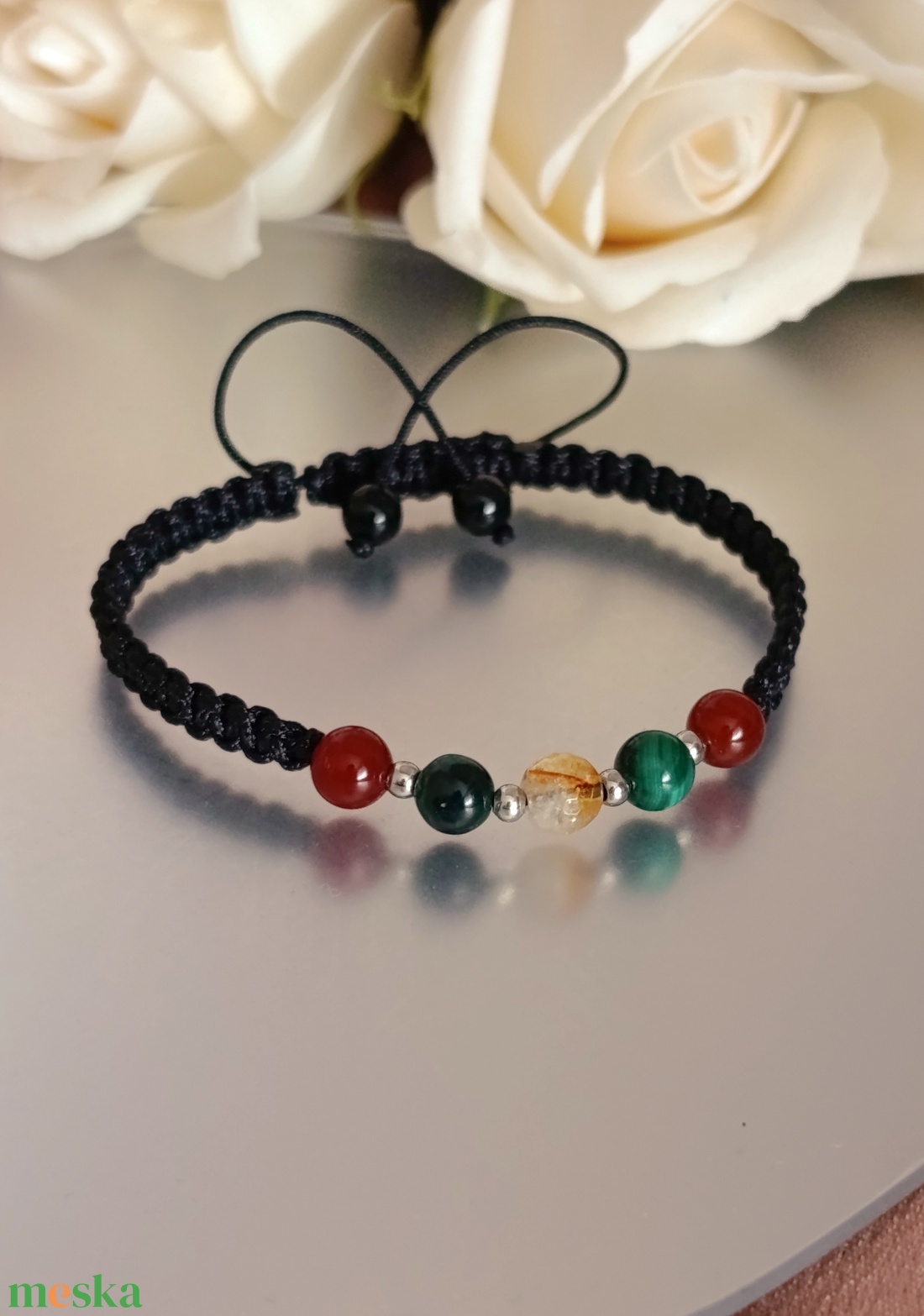 Bőség-Teremtés-Belső erő malachittal, citrinnel és karneollal  - ékszer - karkötő - ásványkarkötő - Meska.hu