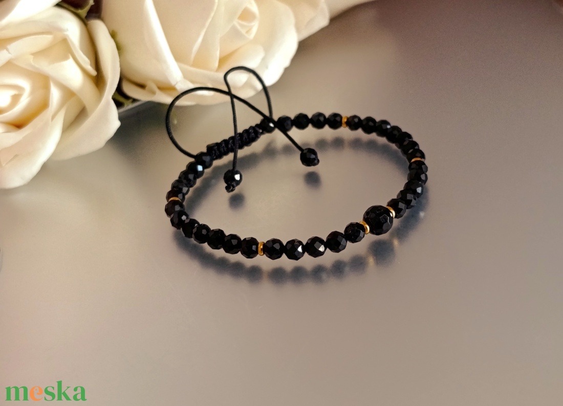 Védelmező fekete turmalin ásványkarkötő - ékszer - karkötő - ásványkarkötő - Meska.hu