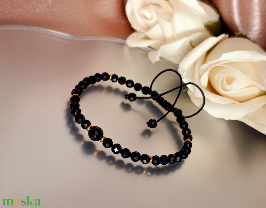 Védelmező fekete turmalin ásványkarkötő - ékszer - karkötő - ásványkarkötő - Meska.hu