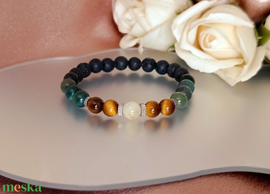 Erő, fókusz, bőség ásvány karkötő - ékszer - karkötő - gyöngyös karkötő - Meska.hu