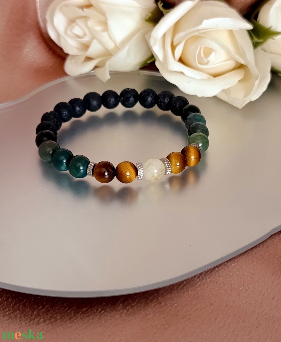 Erő, fókusz, bőség ásvány karkötő - ékszer - karkötő - gyöngyös karkötő - Meska.hu