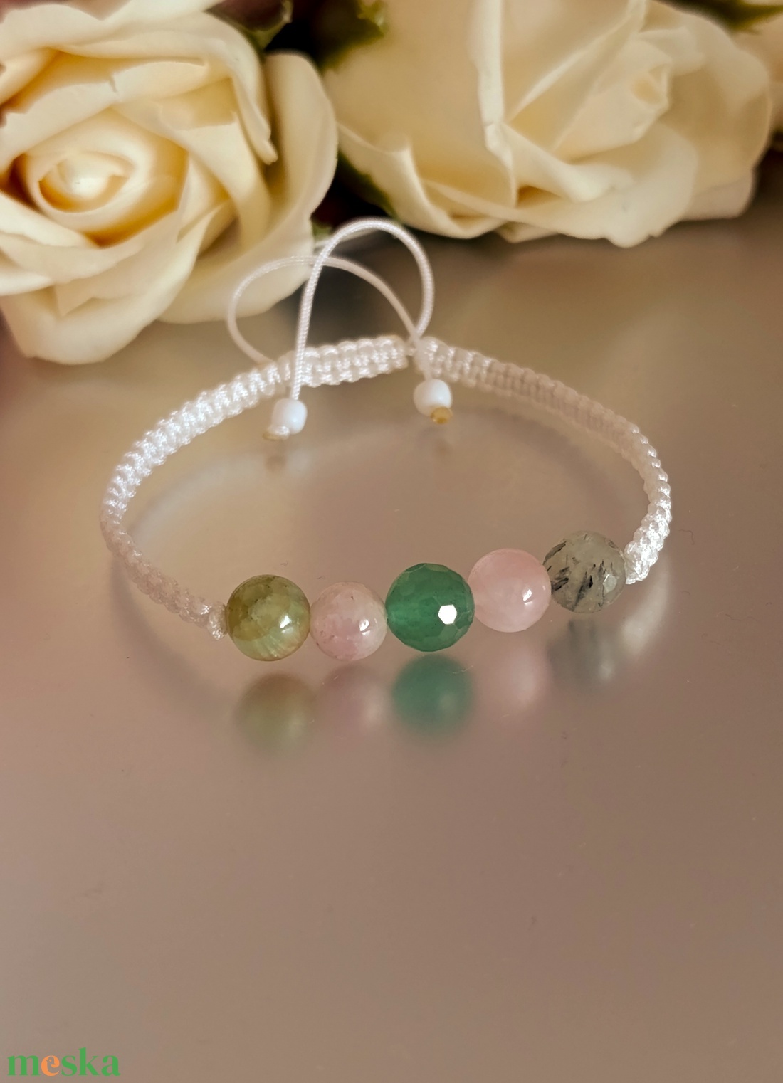 Calm - Harmónia - Szívgyógyítás - Lágyság csomózott ásványkarkötő - ékszer - karkötő - ásványkarkötő - Meska.hu