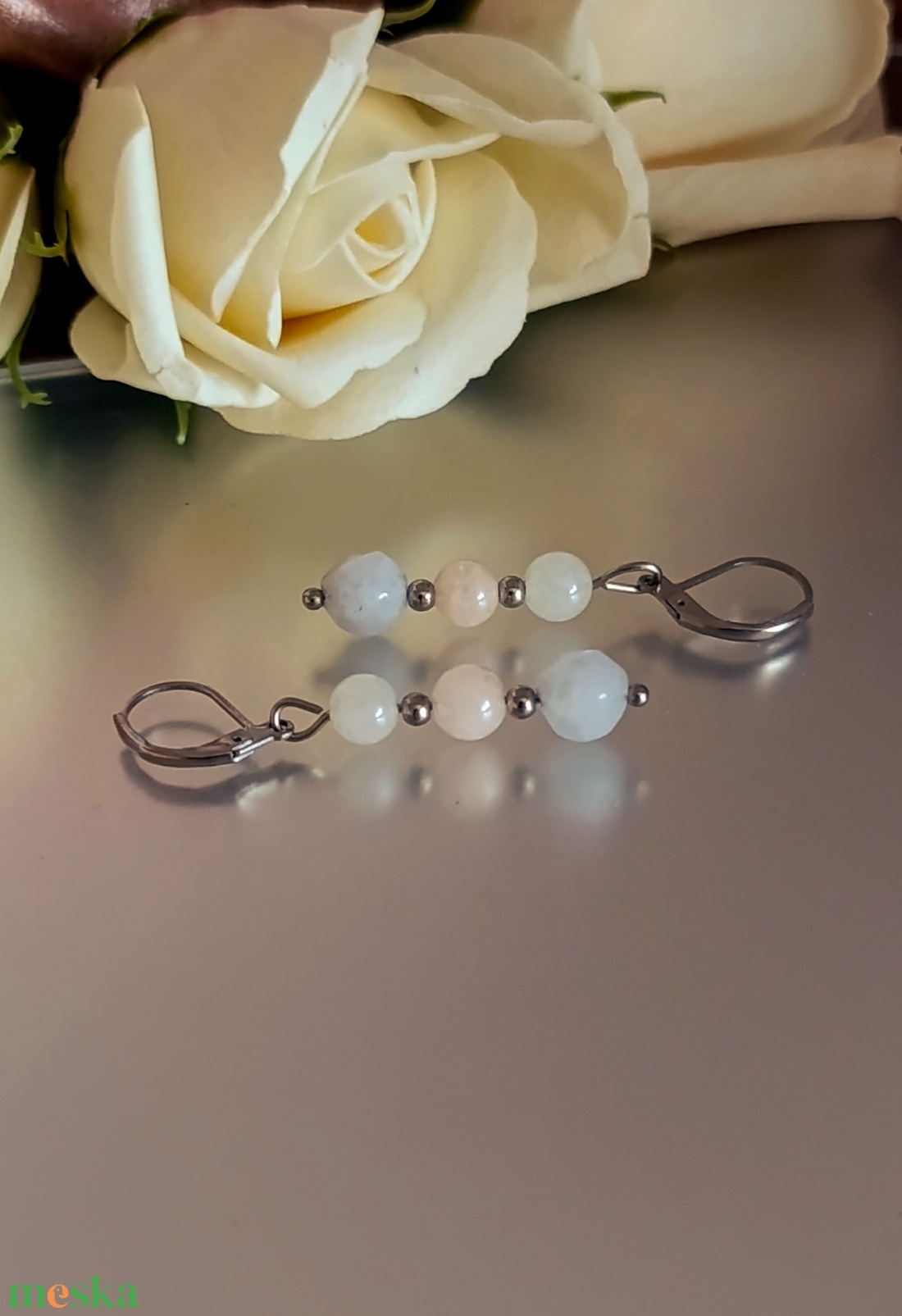  Fülbevaló akvamarinnal és berillel - ékszer - fülbevaló - lógó fülbevaló - Meska.hu