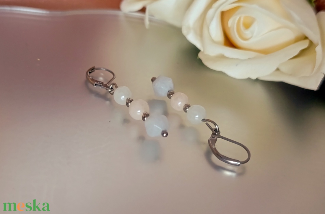  Fülbevaló akvamarinnal és berillel - ékszer - fülbevaló - lógó fülbevaló - Meska.hu