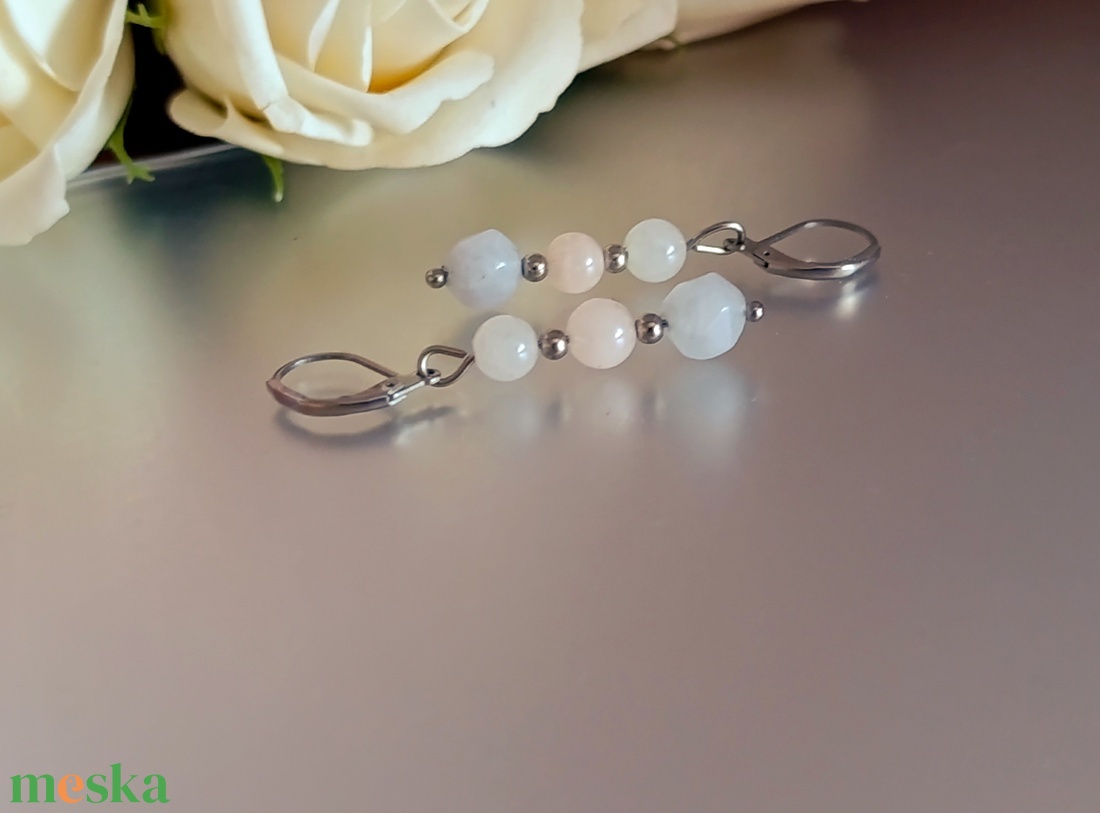  Fülbevaló akvamarinnal és berillel - ékszer - fülbevaló - lógó fülbevaló - Meska.hu