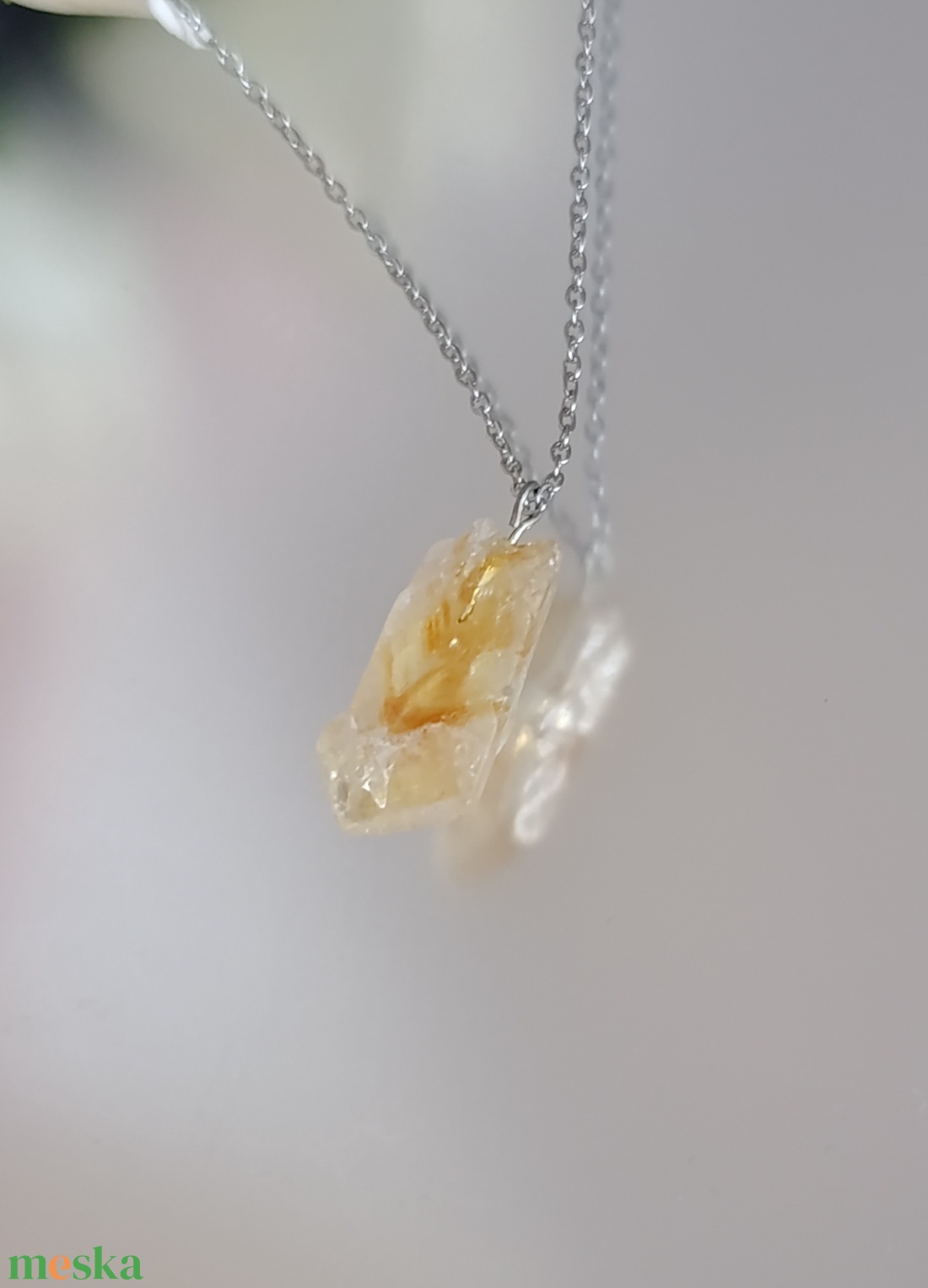 Nyers citrin nyaklánc - ékszer - nyaklánc - medálos nyaklánc - Meska.hu
