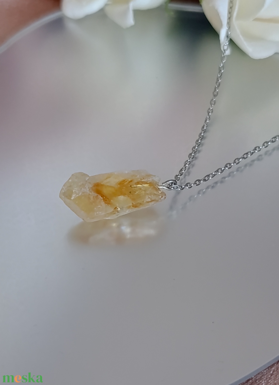 Nyers citrin nyaklánc - ékszer - nyaklánc - medálos nyaklánc - Meska.hu