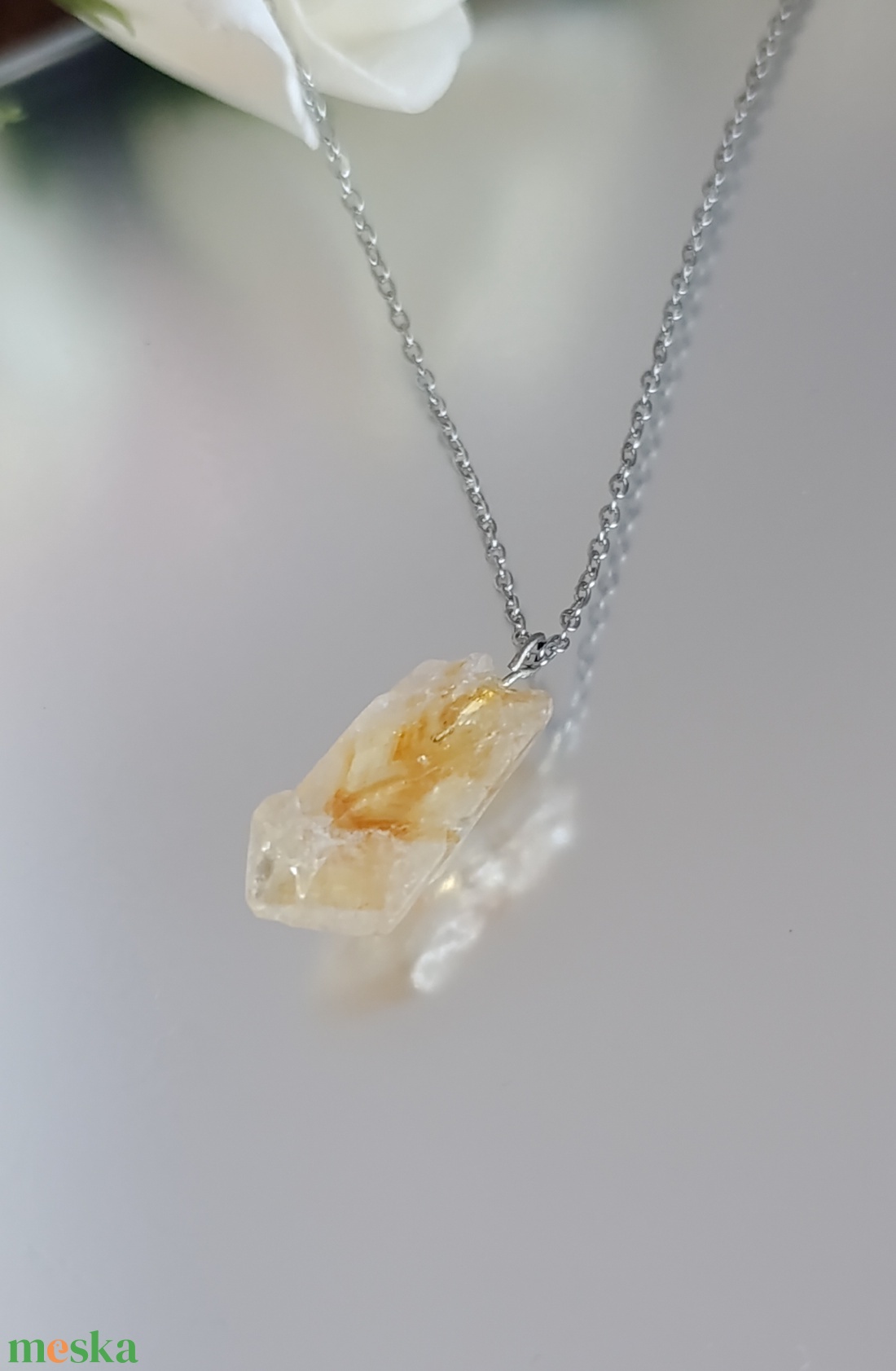 Nyers citrin nyaklánc - ékszer - nyaklánc - medálos nyaklánc - Meska.hu