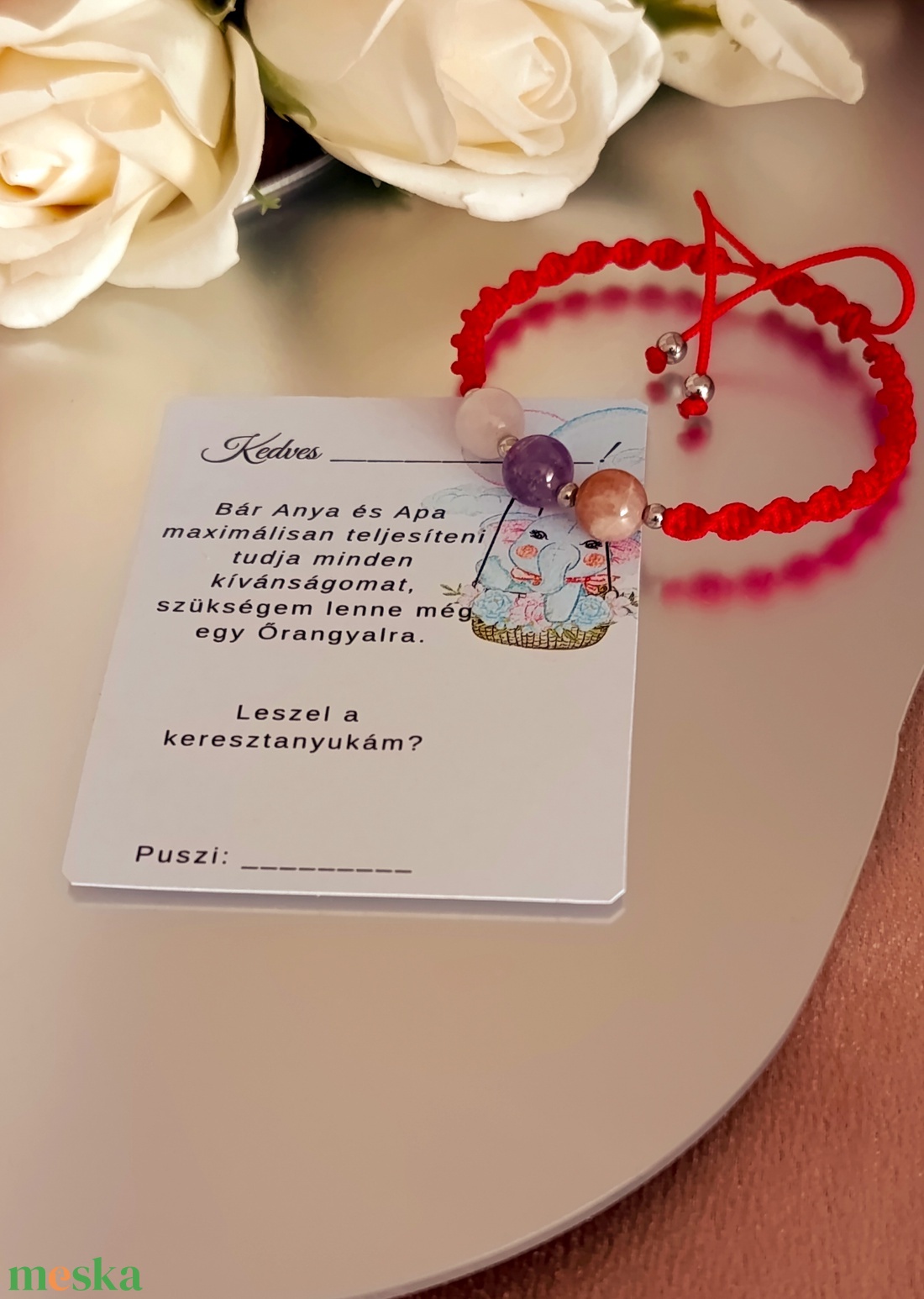 Női egyensúly ásványkarkötő chevron ametiszttel, rózsakvarccal és barack holdkővel  - ékszer - karkötő - ásványkarkötő - Meska.hu