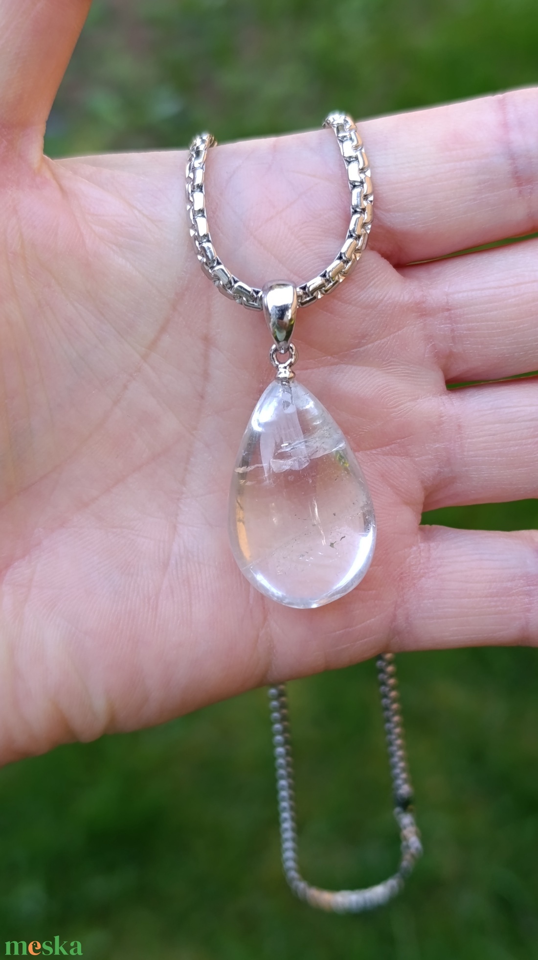 AA minőségű csepp alakú hegyikristály medál nemesacél láncon - ékszer - nyaklánc - medálos nyaklánc - Meska.hu