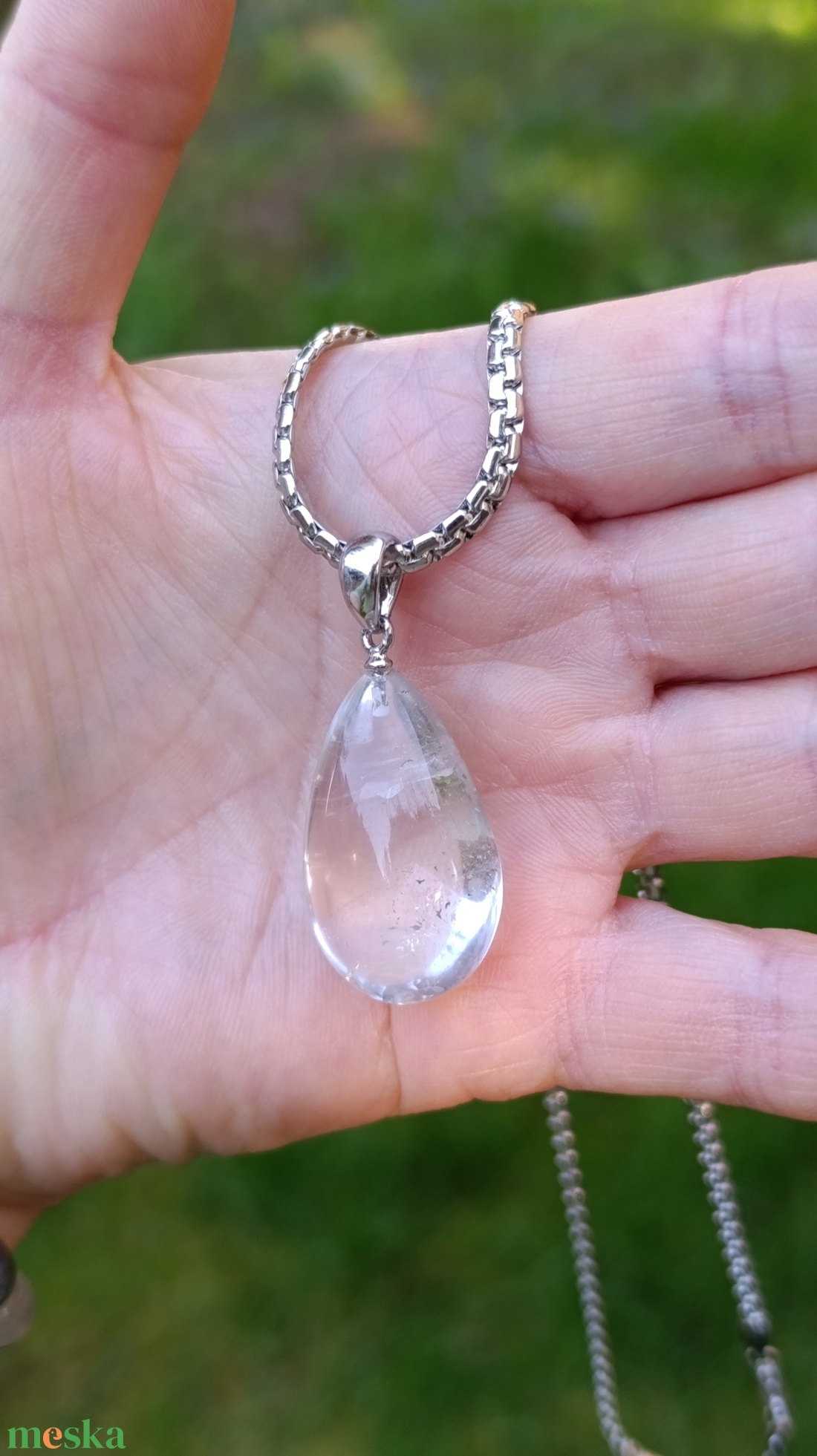 AA minőségű csepp alakú hegyikristály medál nemesacél láncon - ékszer - nyaklánc - medálos nyaklánc - Meska.hu