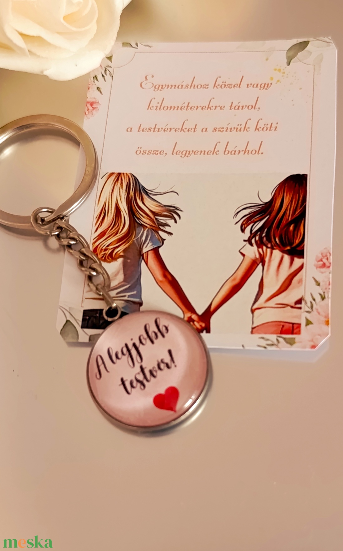 A legjobb testvér üveglencsés kulcstartó kísérő kártyával - táska & tok - kulcstartó & táskadísz - kulcstartó - Meska.hu