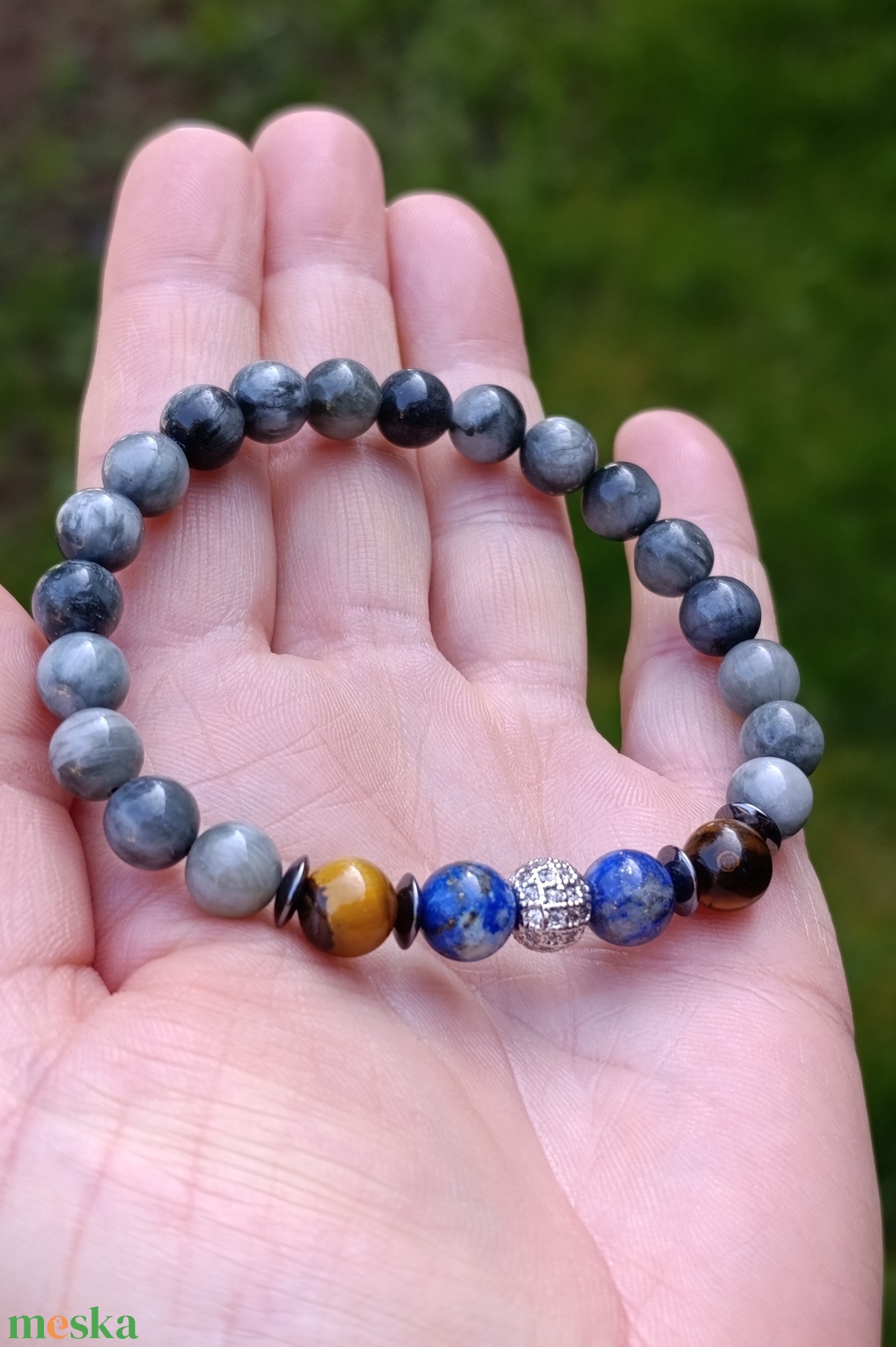 Férfi erő fókusz - védelem � sasszem, lapis lazuli és tigrisszem karkötő - ékszer - karkötő - ásványkarkötő - Meska.hu