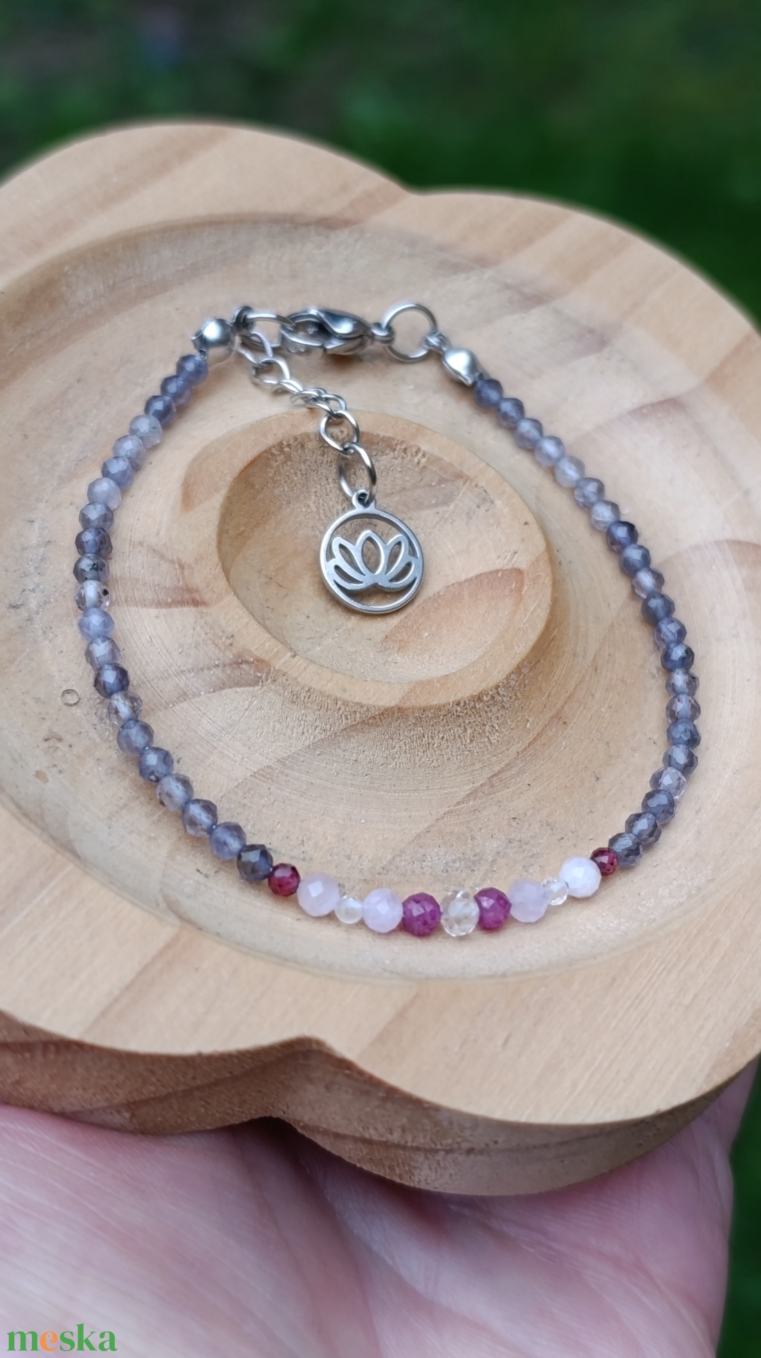 Átalakulás - spirituális fejlődés - tanzanit, hegyikristály, rubin, kunzit és gránát ásványkarkötő  - ékszer - karkötő - ásványkarkötő - Meska.hu